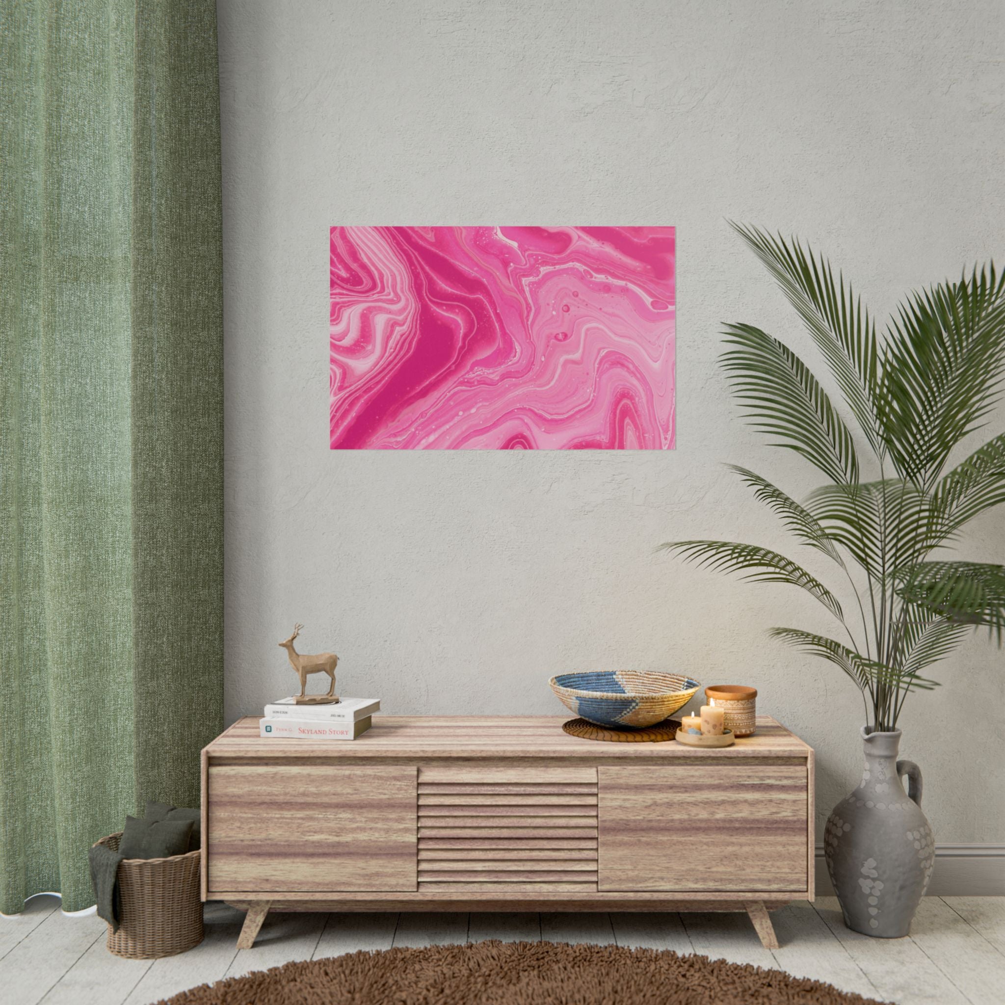 pink-wave-abstract-minimalist-poster-print-pink-decor-pink-poster-wall-art-modern-home-decor-large-wall-art-for-living-room