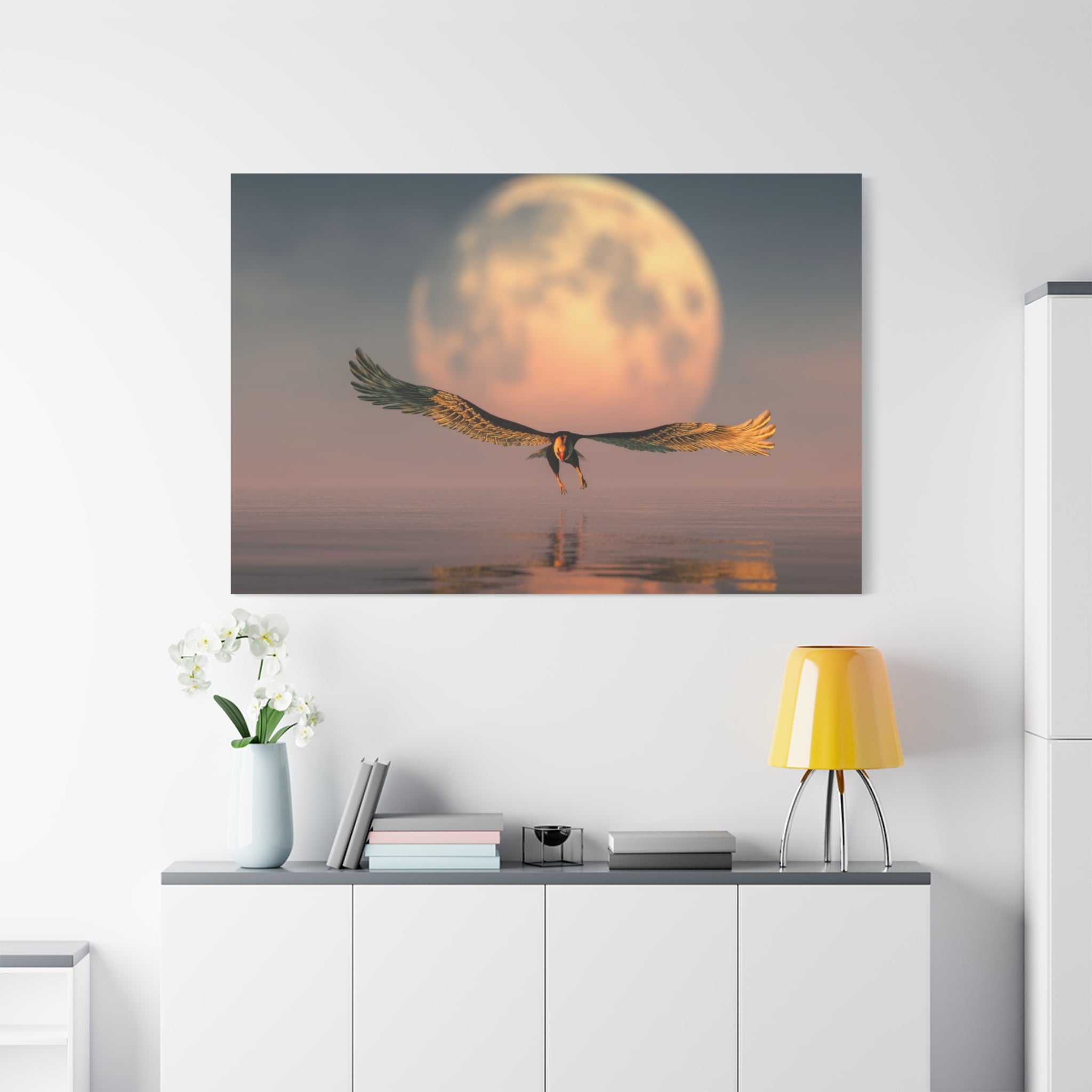 canvas-print-eagle-moon-illustration-living-room-wall-decor-stretched-matte-canvas-art-home-decor-wildlife-painting-wall-hang