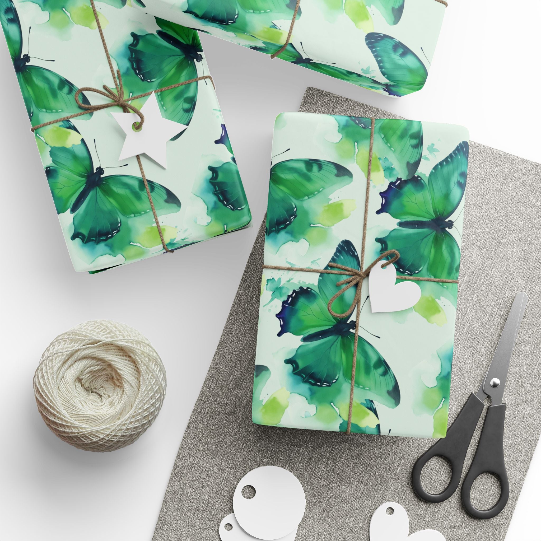 dark-green-butterfly-watercolor-wrapping-papers-elegant-roll-for-gifts-craft-supplies-birthday-gift-wrap-holiday-packaging-sc