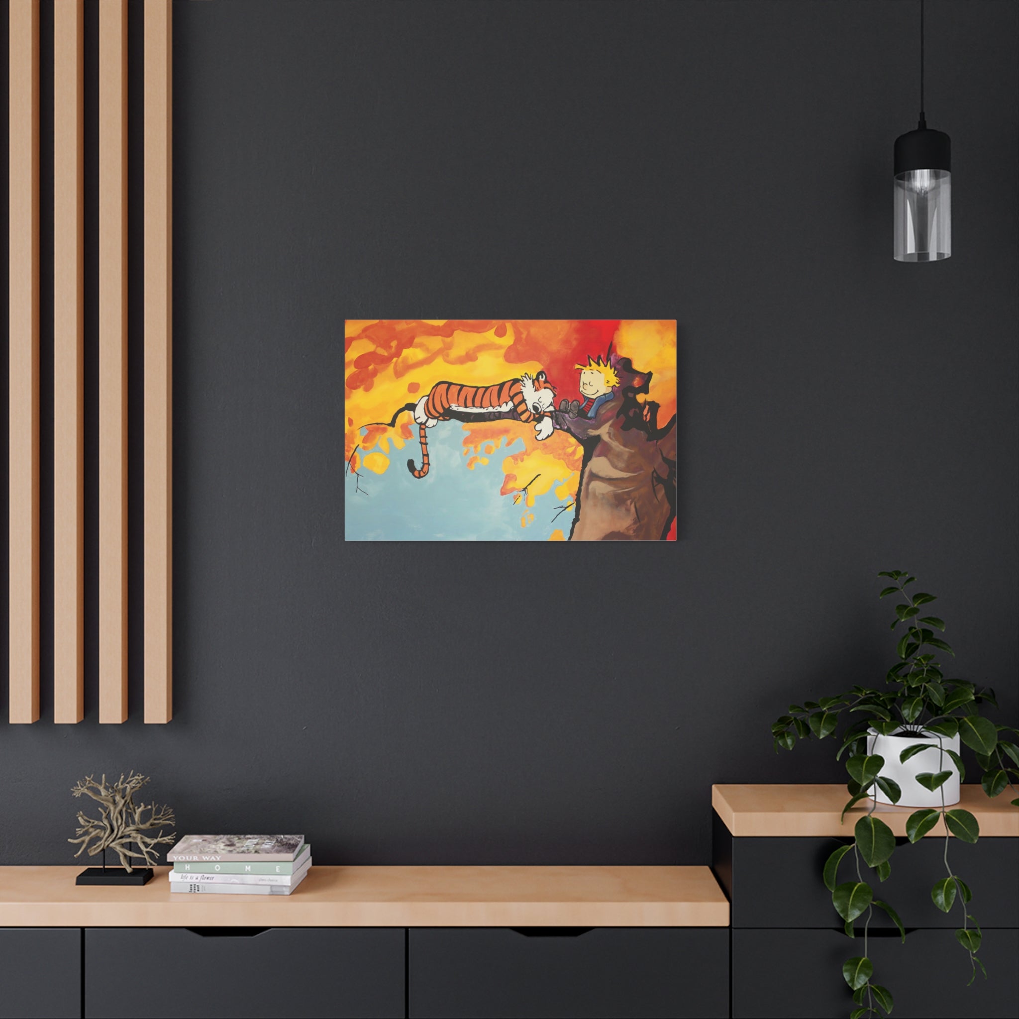 Calvin and Hobbes Canvas Wall Art - Nostalgic Comic Strip Poster for Nursery & Kids Room Decor - Friendship Theme Gift Idea