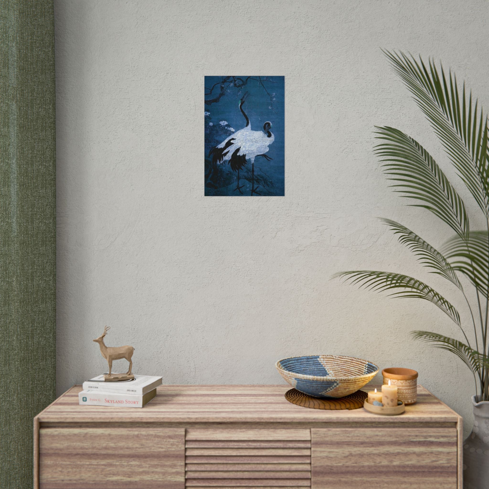 snow-plum-twin-cranes-painting-poster-wall-art-home-decor-nature-print-japanese-art-gift-cranes-wall-decor-cranes-poster-prin