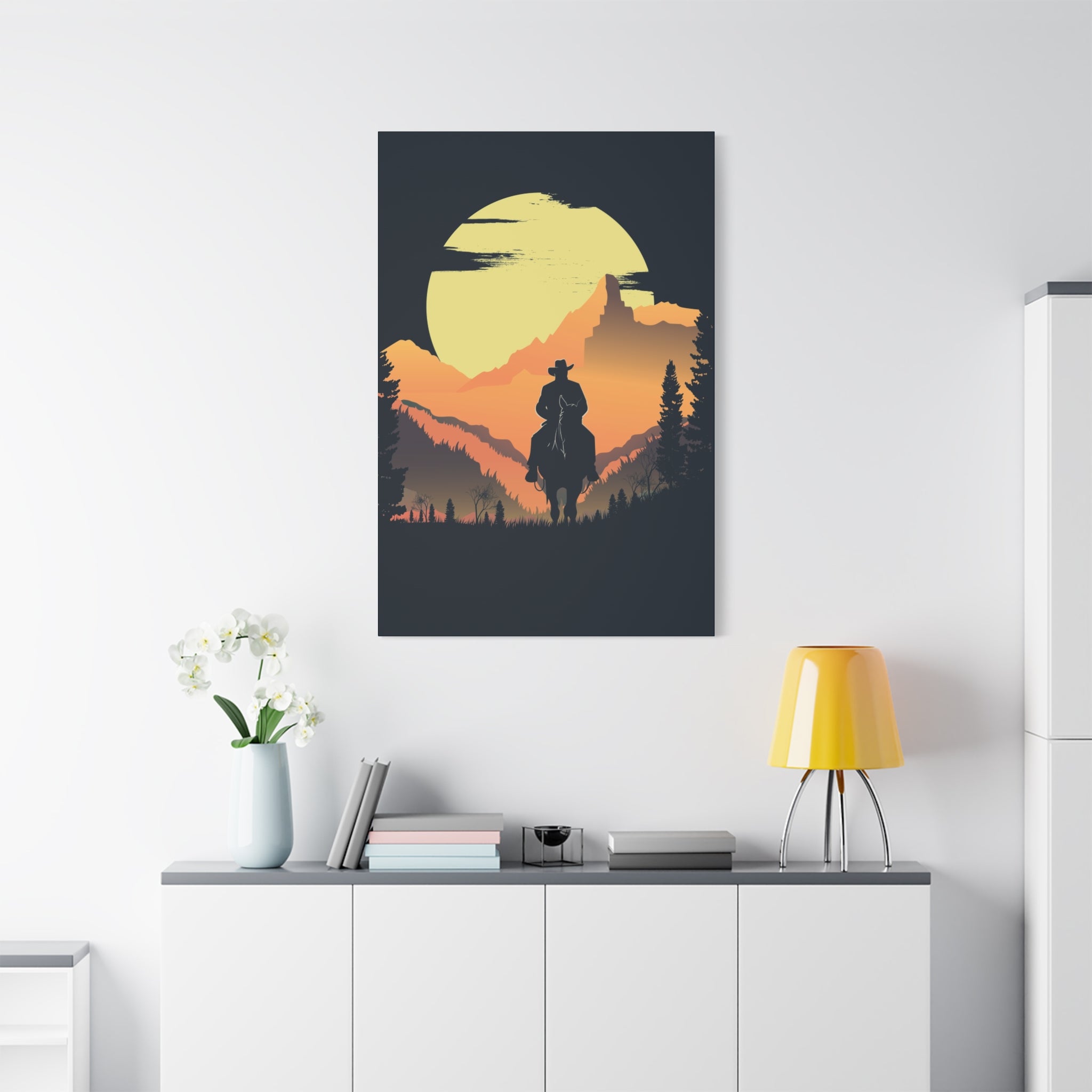 canvas-wall-art-cowboy-western-wall-decor-matte-stretched-print-rustic-southwestern-home-decoration-texas-desert-landscape