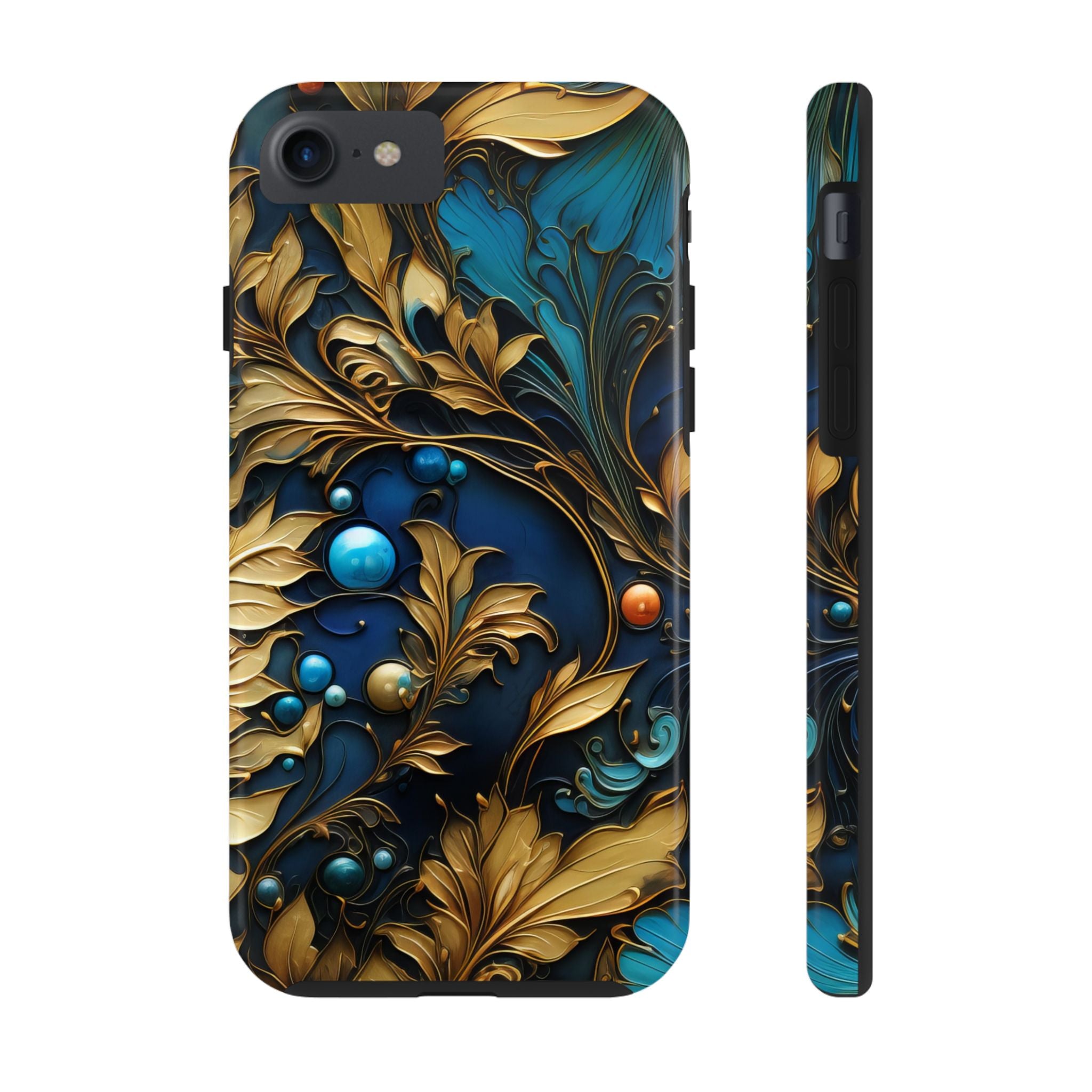 textured-art-nouveau-floral-tough-phone-case-cottagecore-iphone-case-unique-floral-phone-cover-vintage-style-iphone-case-prot