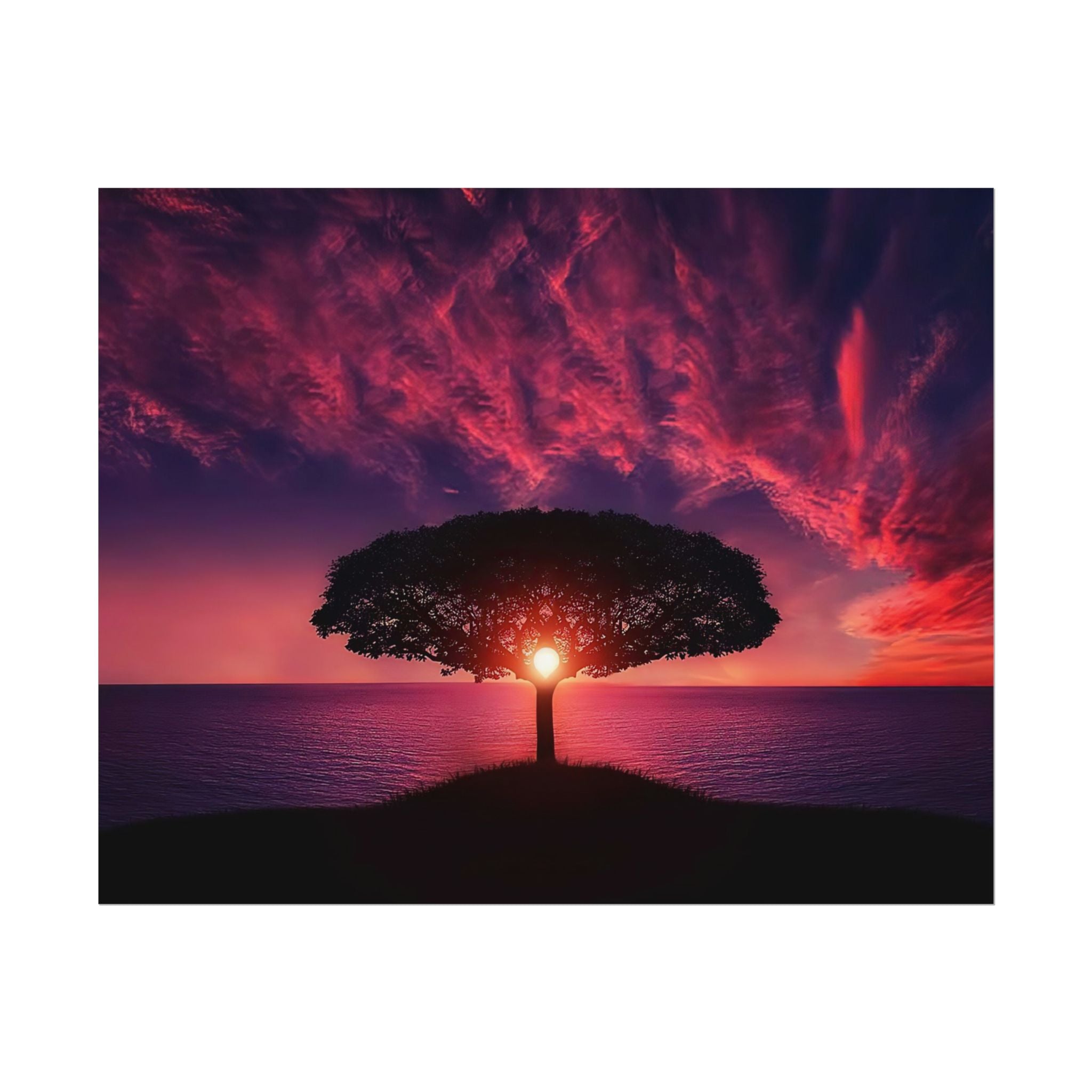 Panoramic Sunset Poster Print, Tree Wall Art, Scenery Decor, Exra Large Wall Art, Canvas Art Print, Landscape, Nature Wall Decor