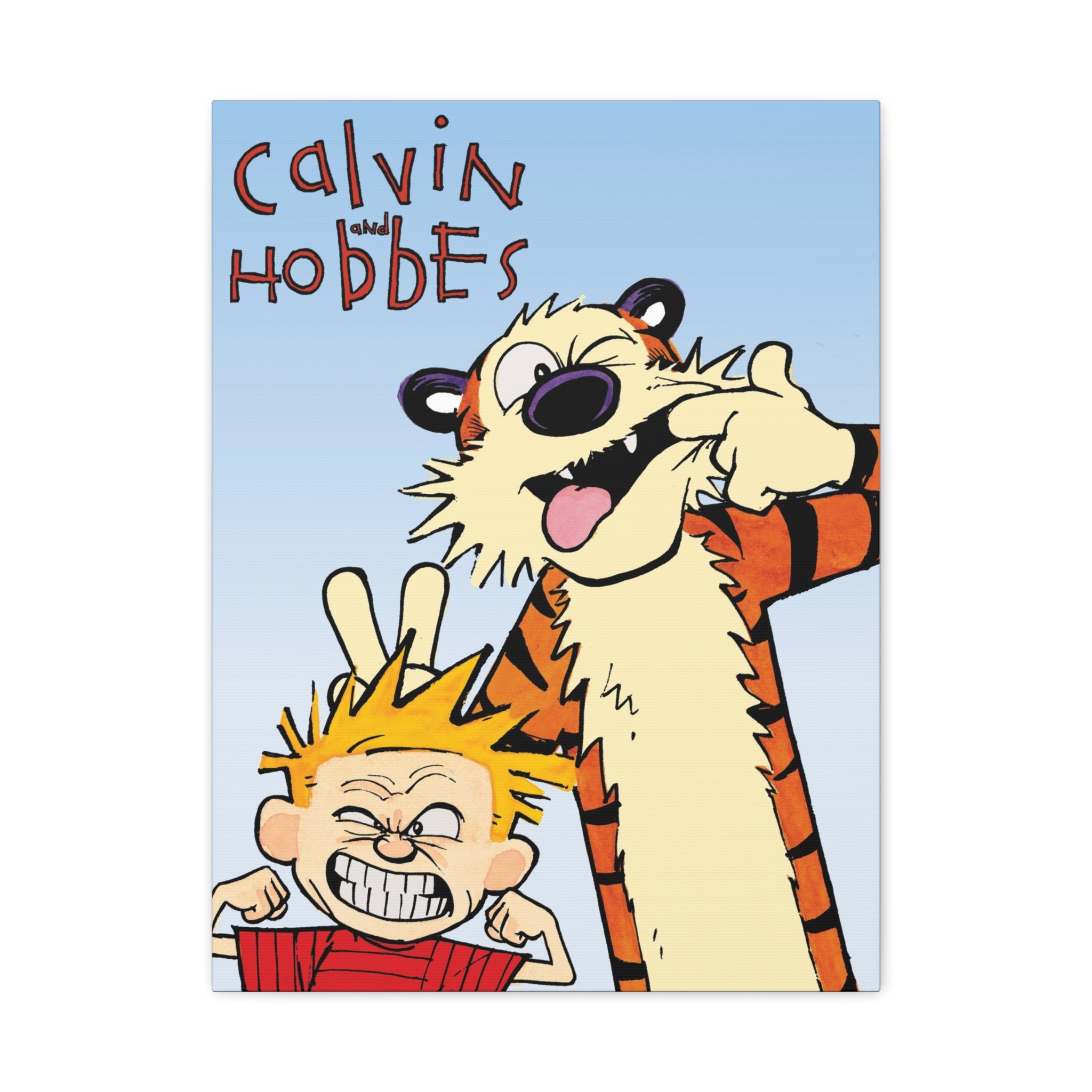 Calvin and Hobbes Canvas Wall Art - Nostalgic Vertical Comic Strip Canvas for Kids Room & Nursery Decor - Friendship Adventure Theme Print