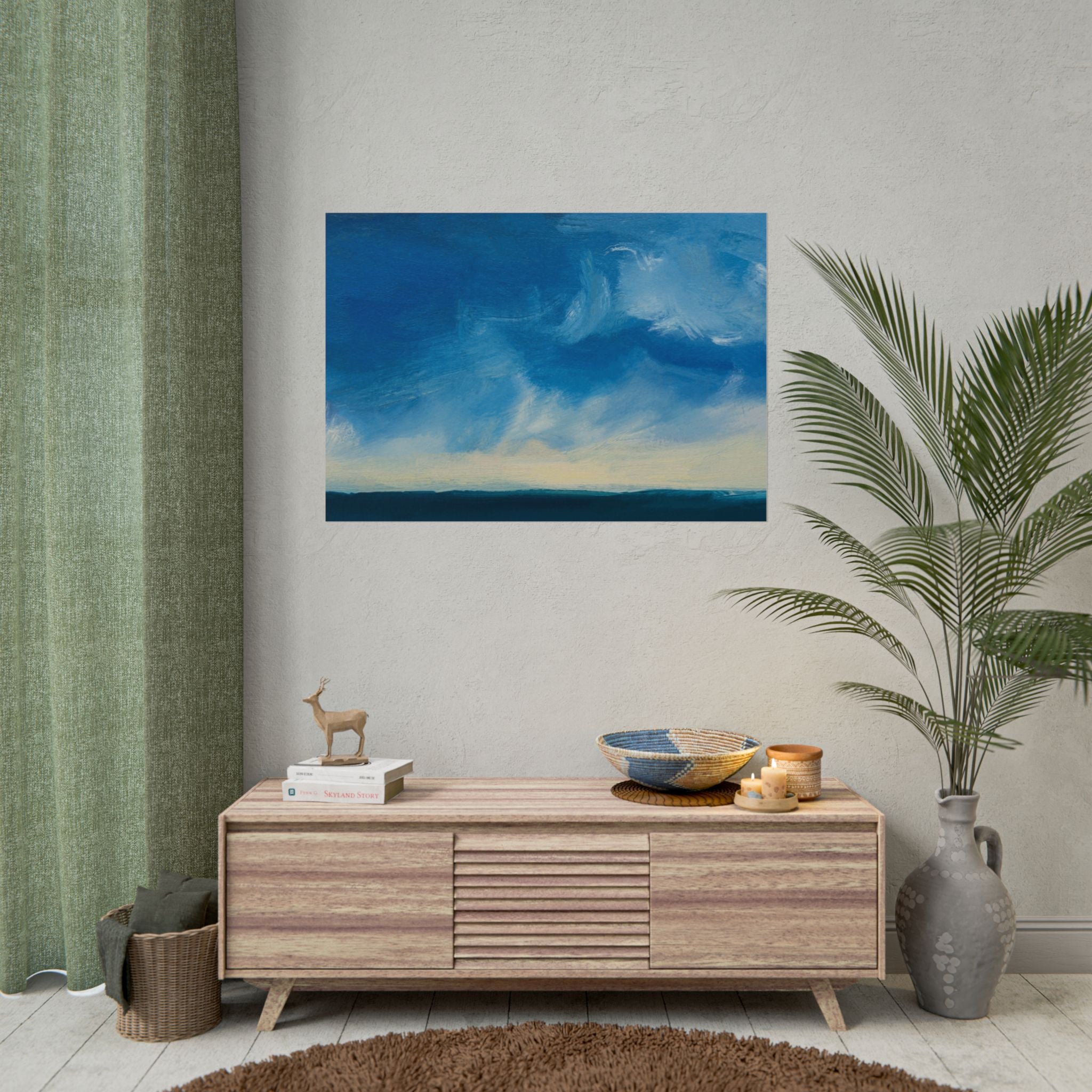 Blue Abstract Poster Print - Ocean and Sky, Home Decor, Office Wall Art, Gift for Art Lovers, Blue Room Decor, Abstract