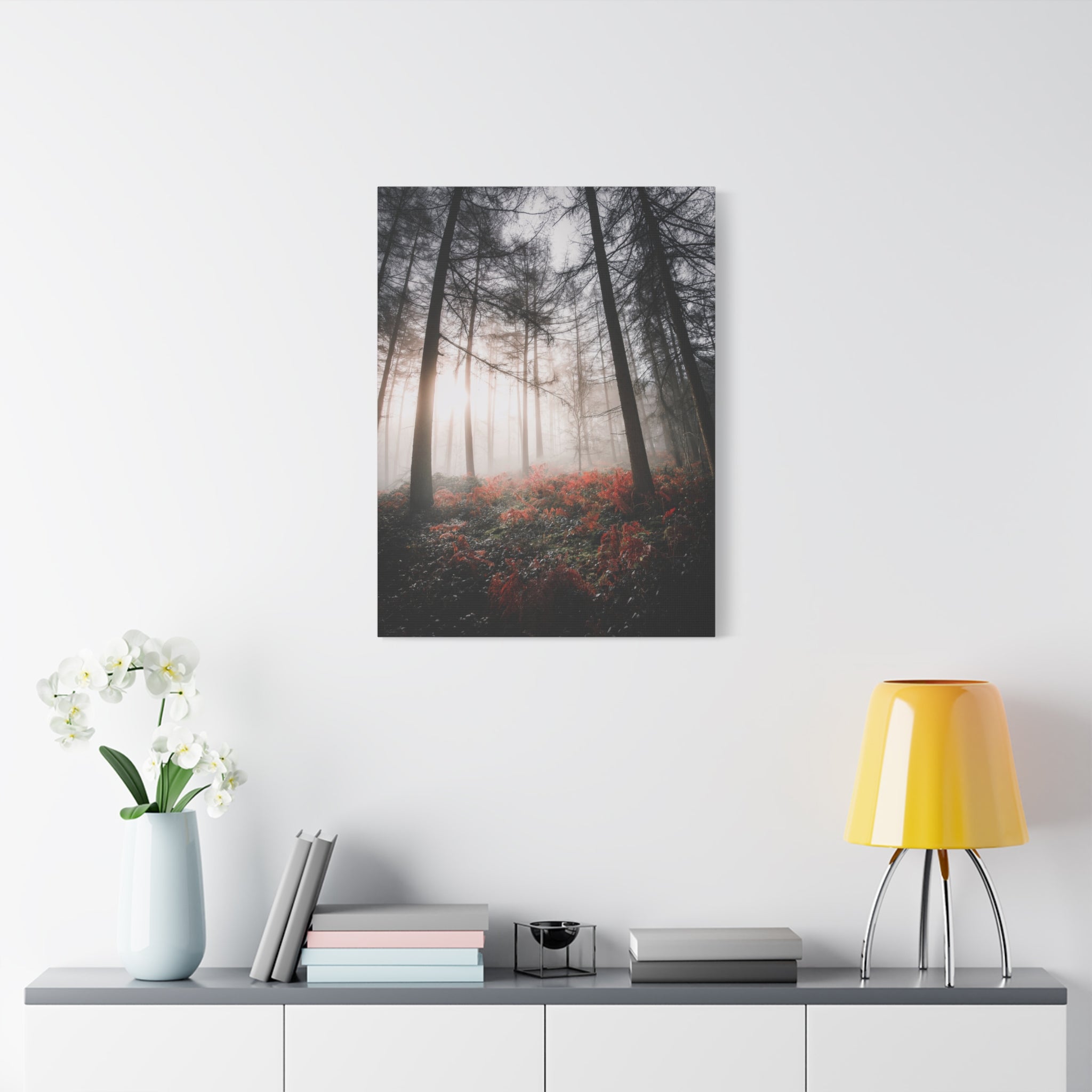 canvas-print-misty-woods-art-living-room-wall-decor-sunlight-forest-landscape-aesthetic-nature-art-stretched-artwork-matte-ca