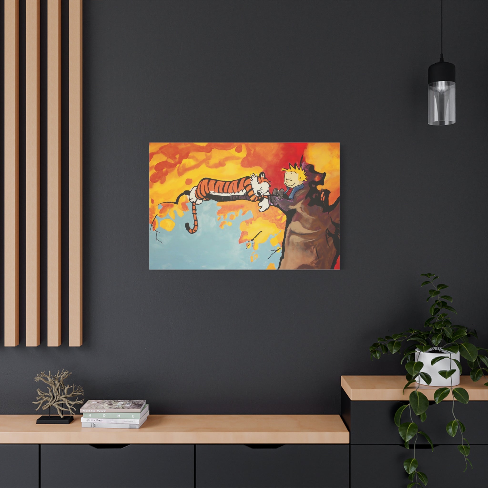 Calvin and Hobbes Canvas Wall Art - Nostalgic Comic Strip Poster for Nursery & Kids Room Decor - Friendship Theme Gift Idea