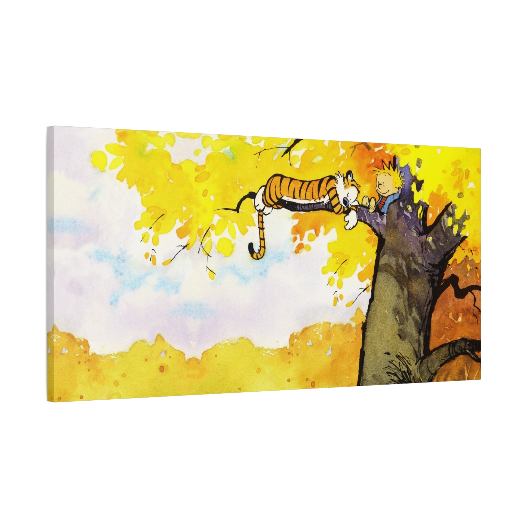 Calvin and Hobbes Canvas Wall Art - Nostalgic Comic Strip Canvas for Kids Room & Nursery Decor - Friendship Adventure Theme Print