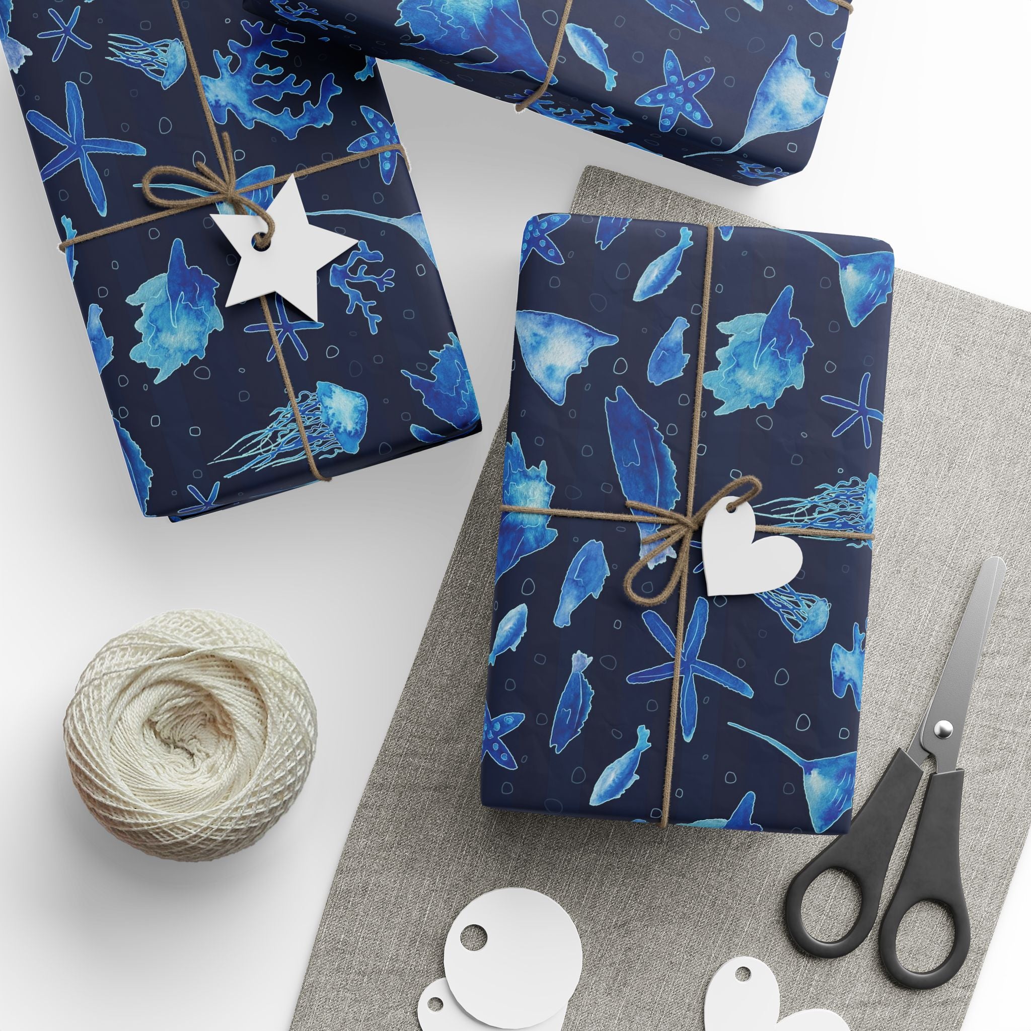 ocean-blue-wrapping-papers-sea-fish-medusa-watercolor-gift-wrap-underwater-theme-party-supplies-gift-wrapping-sheets-nautical