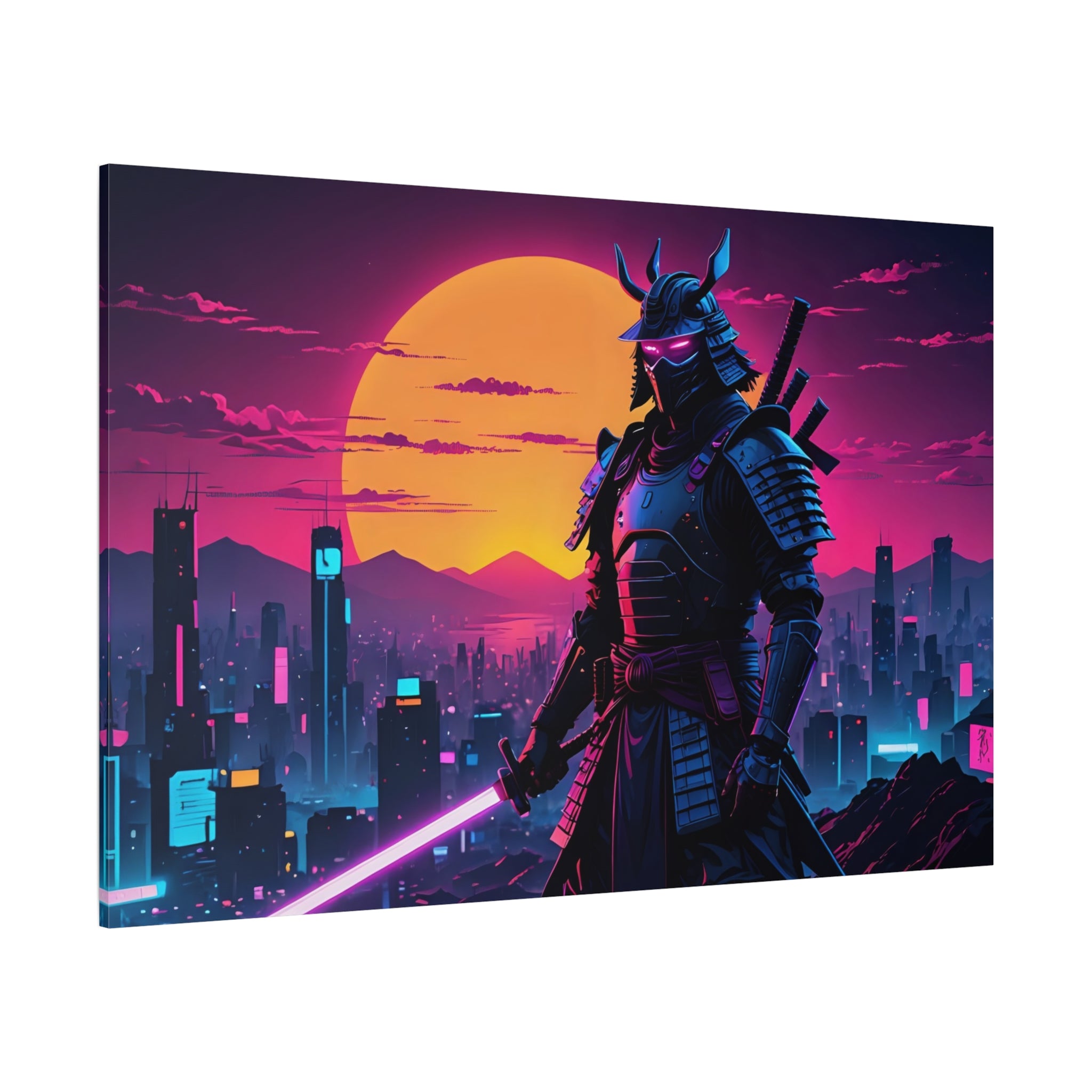 canvas-print-samurai-retrowave-synthawave-wall-art-poster-gift-for-anime-fans-home-decor-japanese-art-retro-aesthetic-dorm-ro