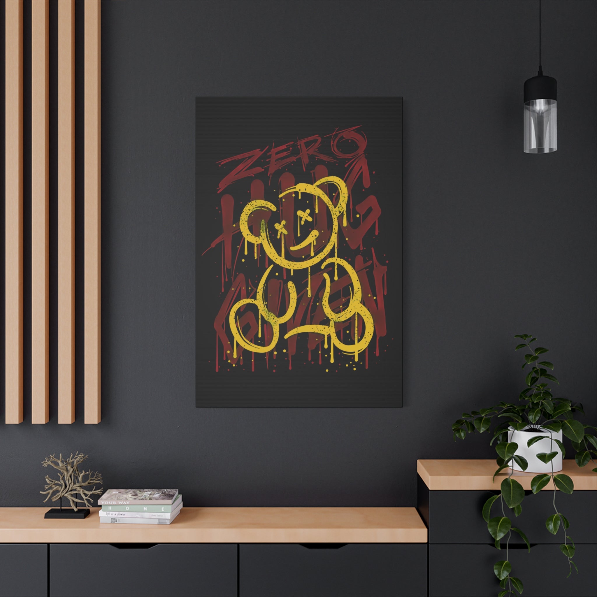canvas-art-zero-hug-given-teddy-bear-print-graffiti-wall-art-fun-wall-art-moody-wall-art-canvas-print-canvas-wall-decor