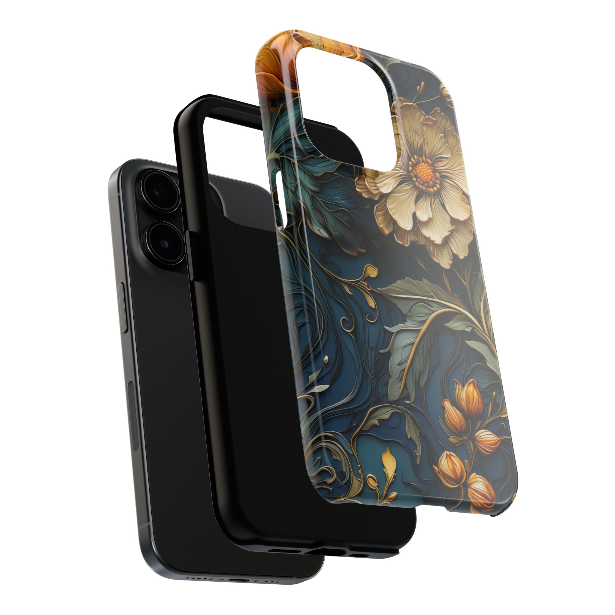 textured-art-nouveau-floral-tough-phone-case-cottagecore-iphone-case-unique-floral-phone-cover-vintage-style-iphone-case-prot
