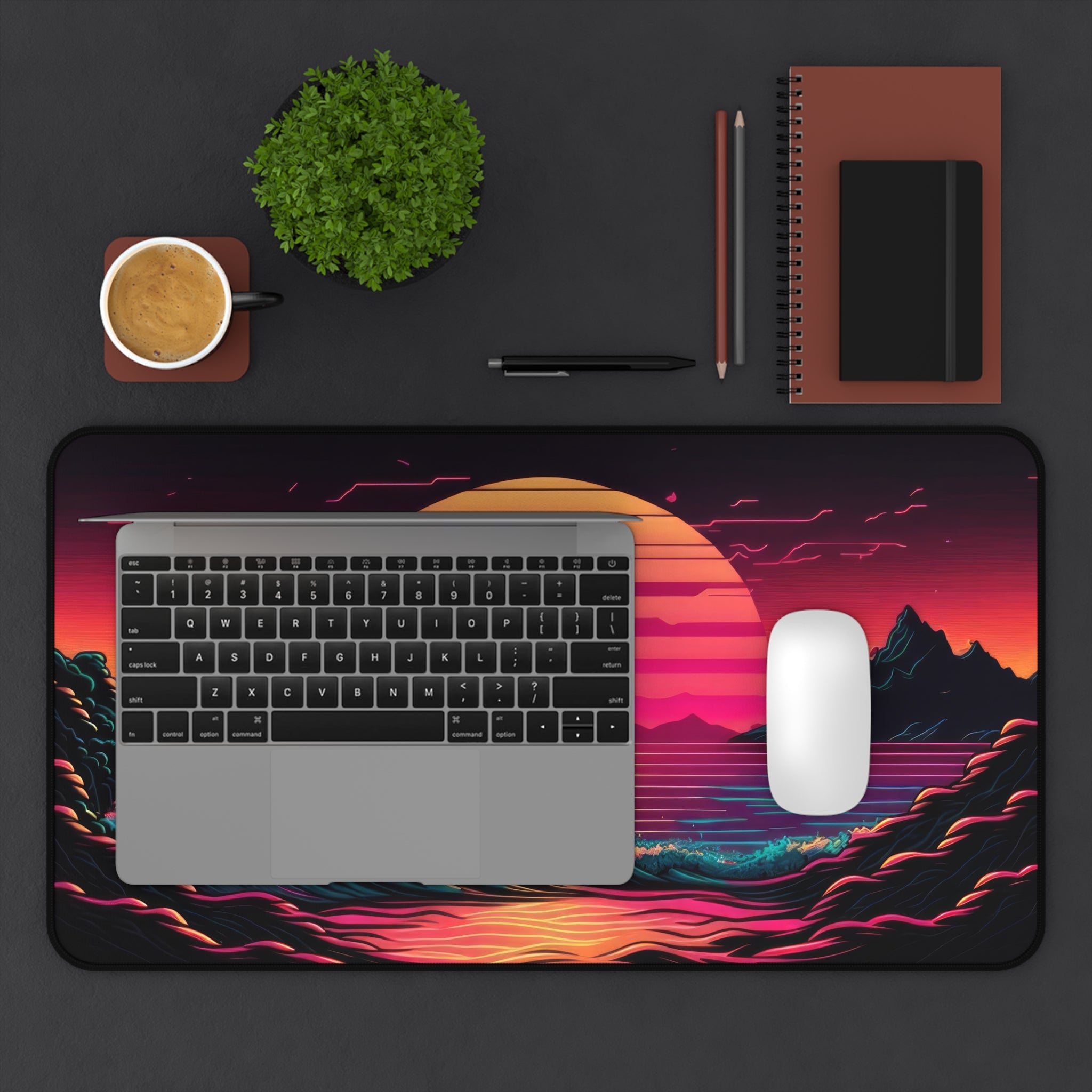 great-wave-off-kanagawa-vaporwave-moon-road-mouse-pad-retrowave-city-delorean-desk-mat-neon-synthwave-desk-pad