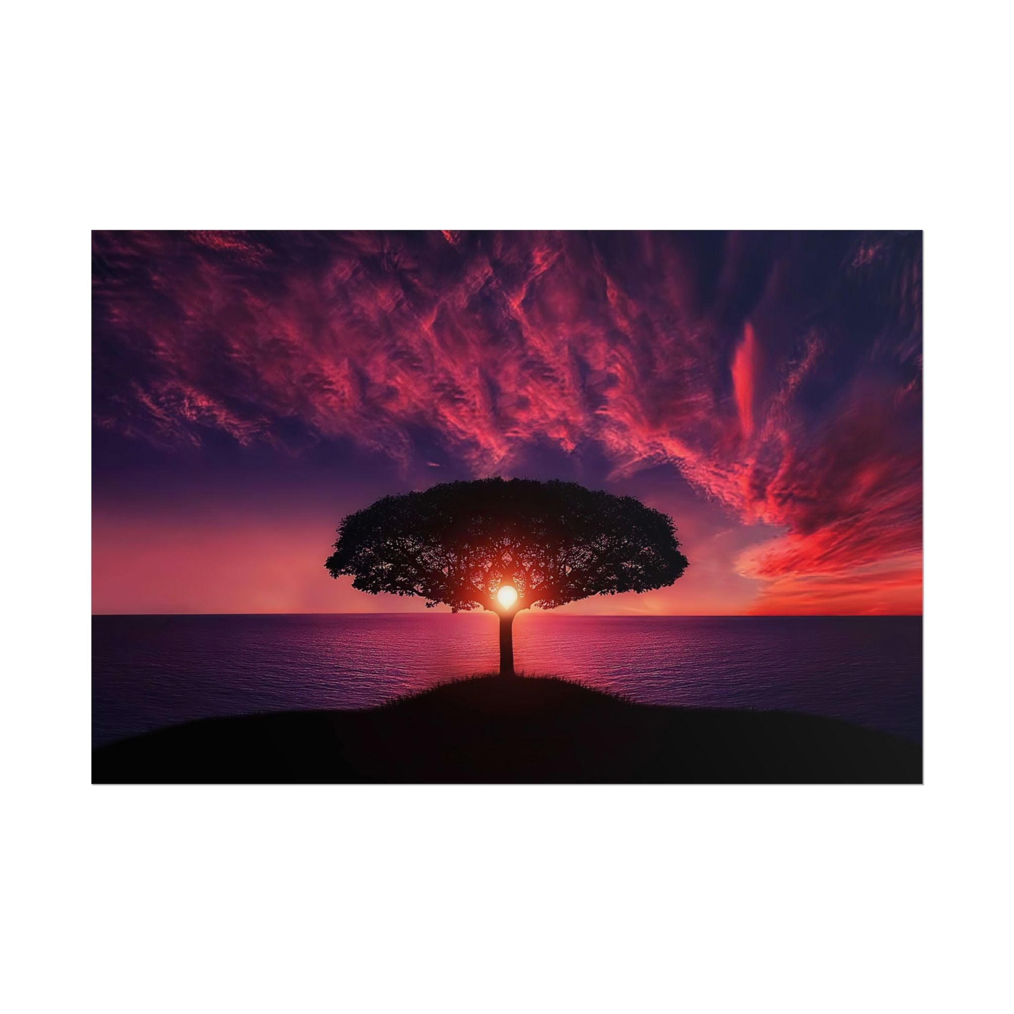 Panoramic Sunset Poster Print, Tree Wall Art, Scenery Decor, Exra Large Wall Art, Canvas Art Print, Landscape, Nature Wall Decor