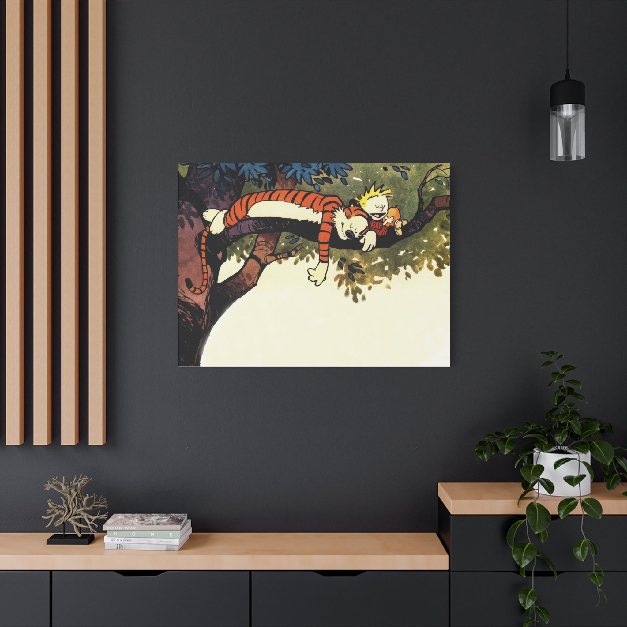 Calvin and Hobbes Canvas Wall Art - Nostalgic Comic Book Poster for Kids Room & Nursery Room Decor - Adventure Theme Print
