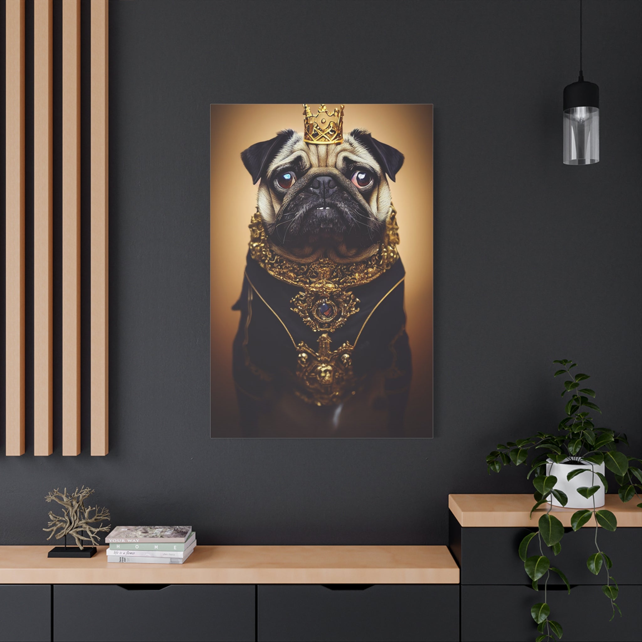 canvas-print-pug-crown-funny-jewelry-wall-art-decor-stretched-matte-canvas-home-living-room-decoration-dog-lover-gift-animal-