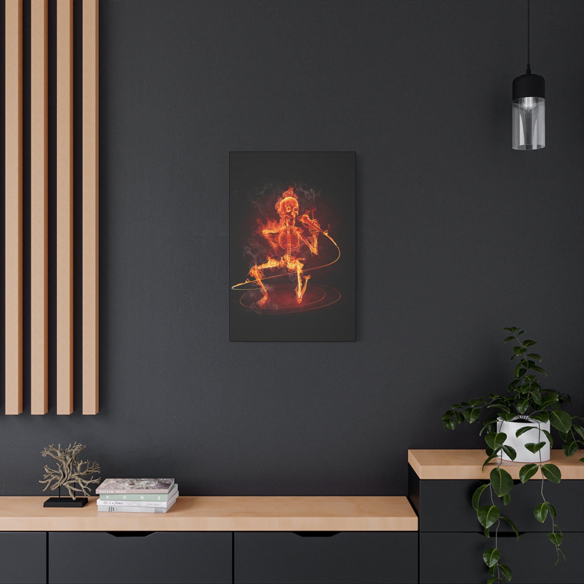 canvas-print-music-microphone-bones-fire-skull-home-decor-living-room-decor-rockn-roll-decor