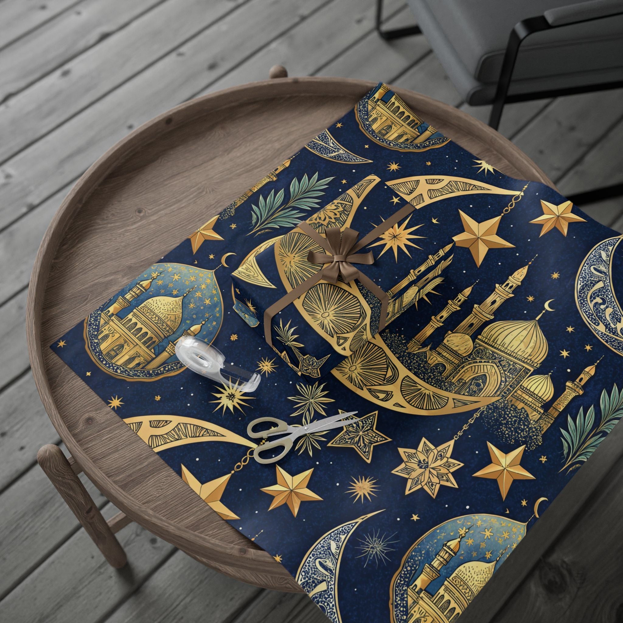ramadan-night-wrapping-papers-islamic-crescent-moon-gift-wrap-mosque-silhouette-eid-holiday-supplies-festive-present-packagin
