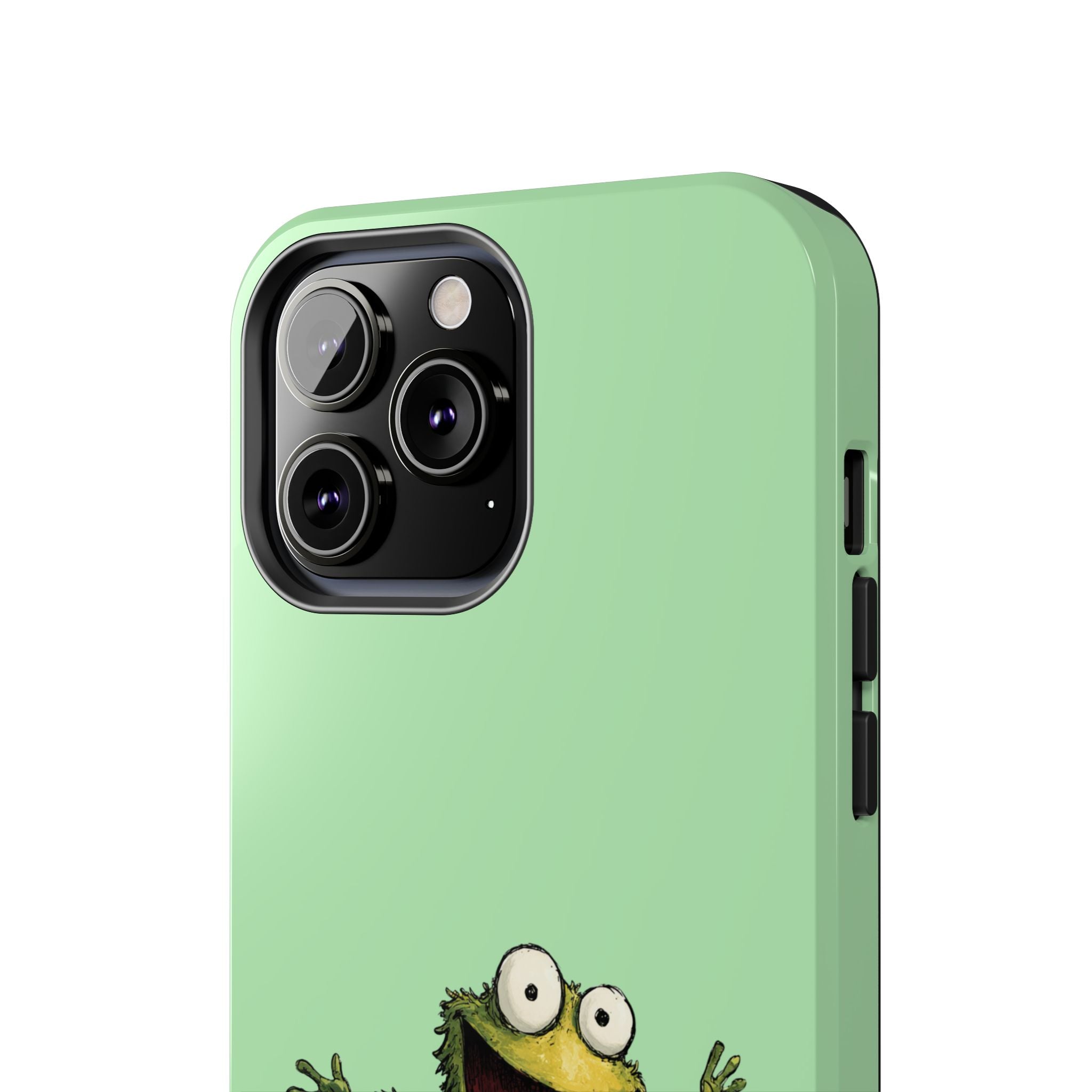 Quirky Funny Frog iPhone Tough Case - Kawaii Animal Phone Cover - Frog Protective Phone Cover - Green iPhone Case