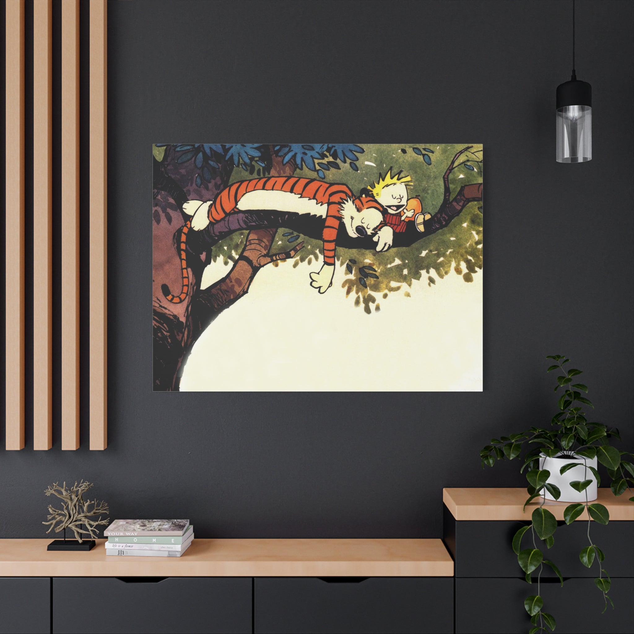 Calvin and Hobbes Canvas Wall Art - Nostalgic Comic Book Poster for Kids Room & Nursery Room Decor - Adventure Theme Print