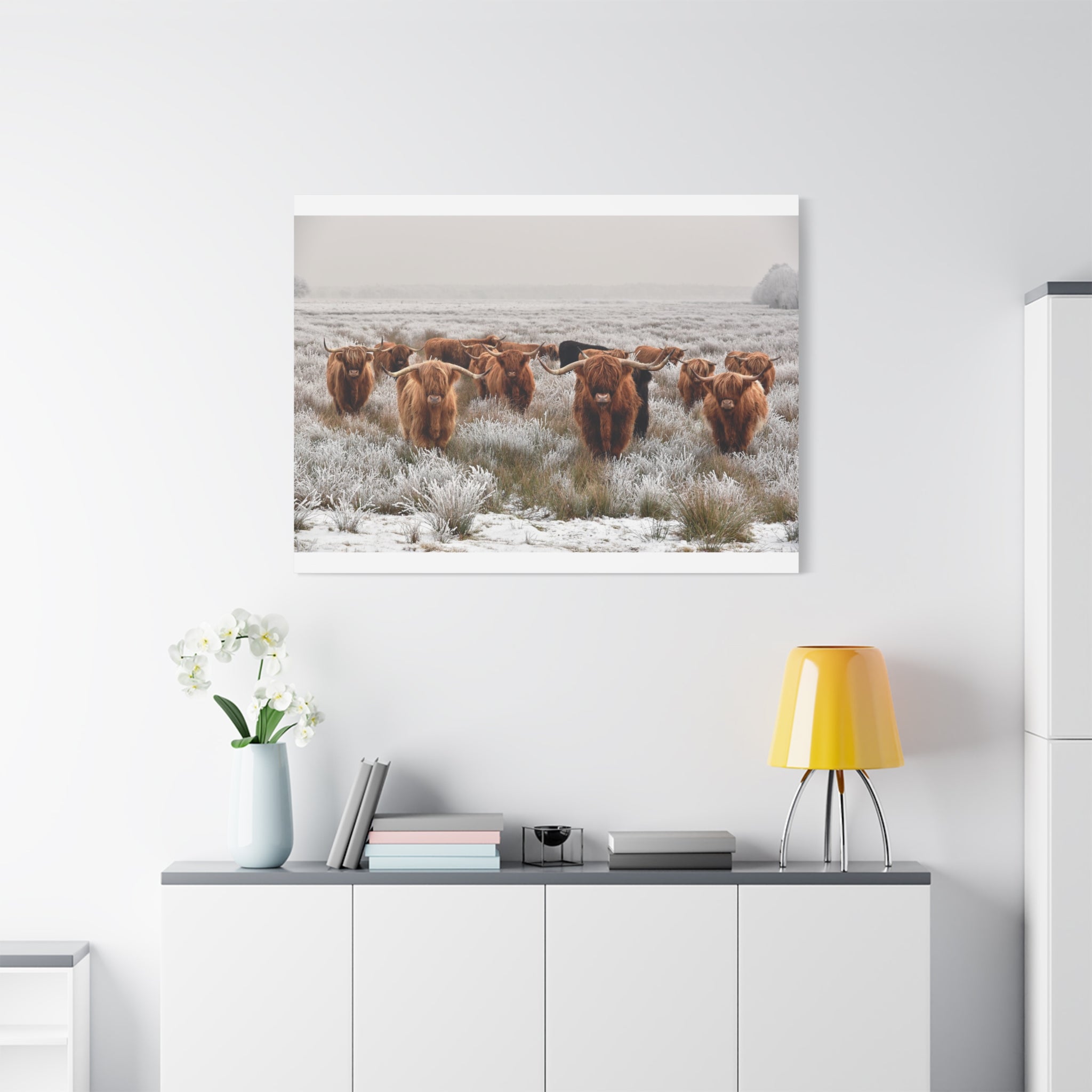 canvas-wall-art-scottish-highland-cow-longhorn-home-decor-stretched-matte-canvas-print-wall-hanging-farmhouse-art-rustic