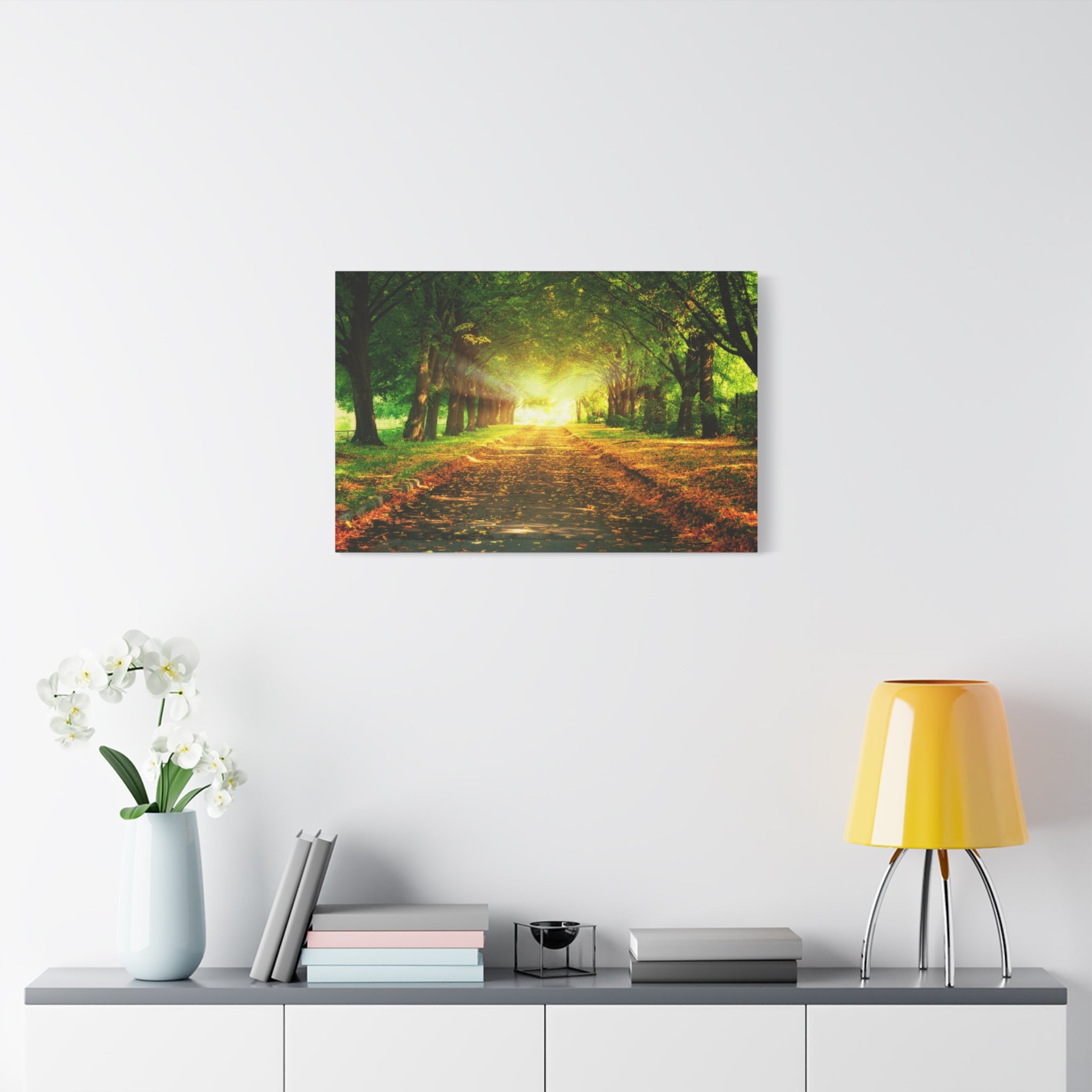 canvas-print-sunset-landscape-wall-art-nature-decor-fall-trees-living-room-decor-road-leaves-autumn-decor-fall-canvas