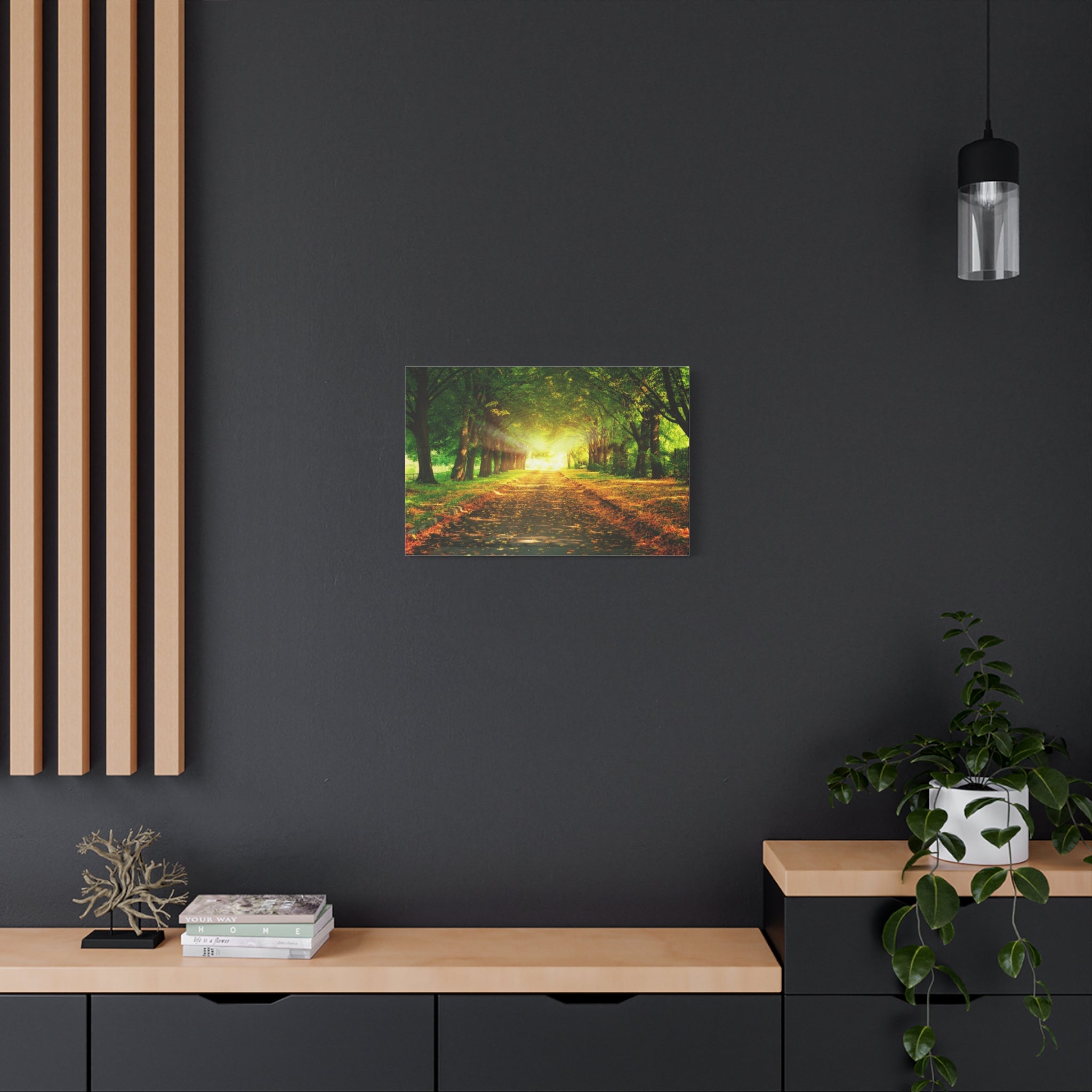 canvas-print-sunset-landscape-wall-art-nature-decor-fall-trees-living-room-decor-road-leaves-autumn-decor-fall-canvas