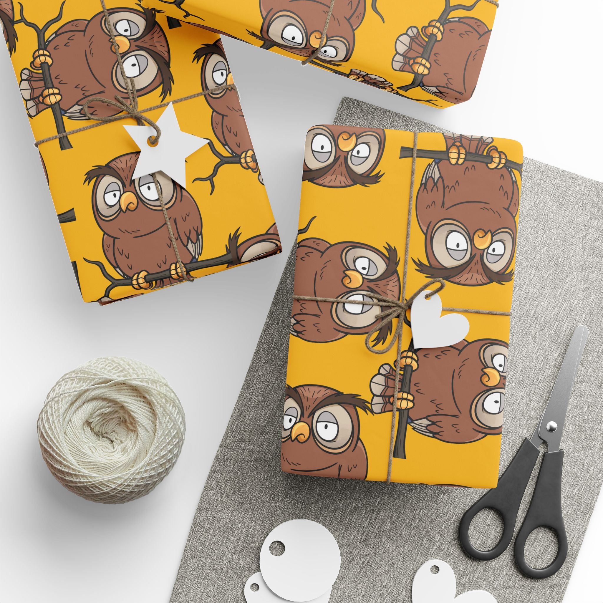 cute-owl-wrapping-papers-sleepy-owl-baby-gift-wrap-nursery-gift-wrap-gender-neutral-baby-shower-supplies-gift-packaging