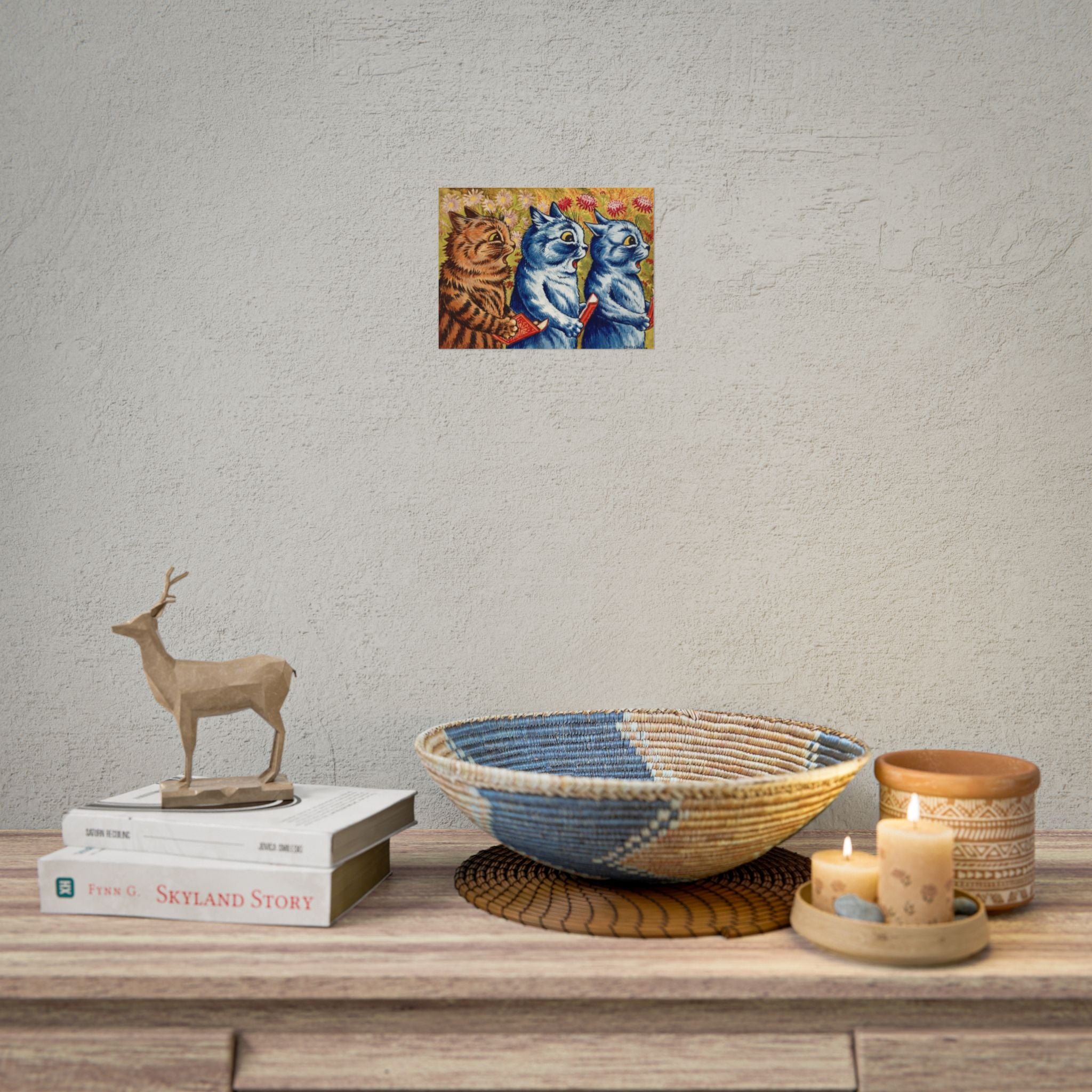 louis-wain-cat-poster-print-gouache-art-three-cats-singing-wall-decor-cat-print-home-office-decoration-unique-cat-louis-wain-