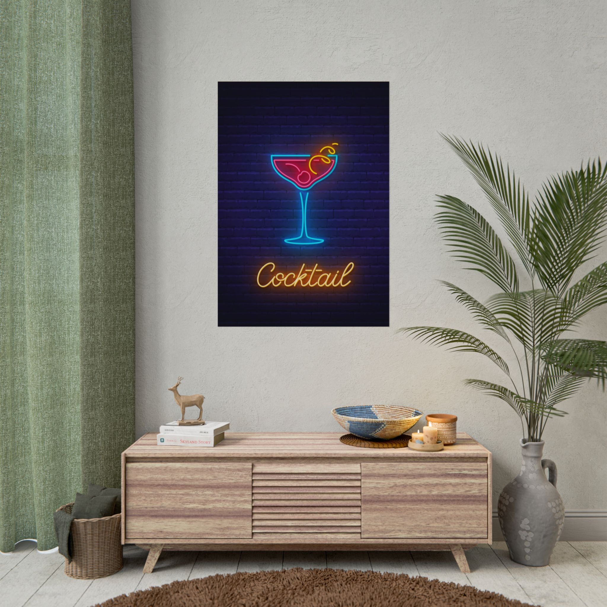 cocktail-neon-martini-poster-wall-art-decor-large-poster-artwork-cocktail-print-bar-decor-kitchen-wall-art