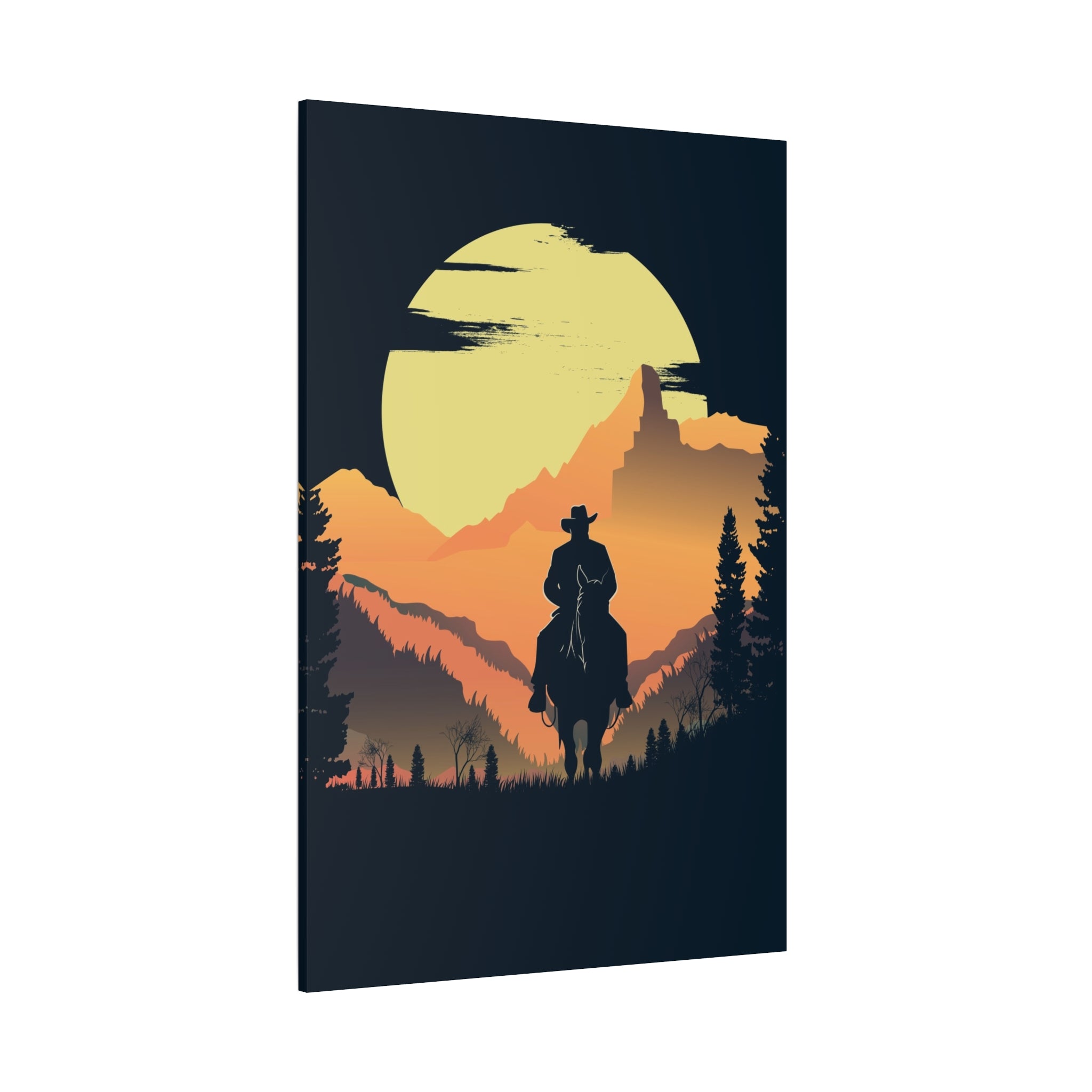 canvas-wall-art-cowboy-western-wall-decor-matte-stretched-print-rustic-southwestern-home-decoration-texas-desert-landscape