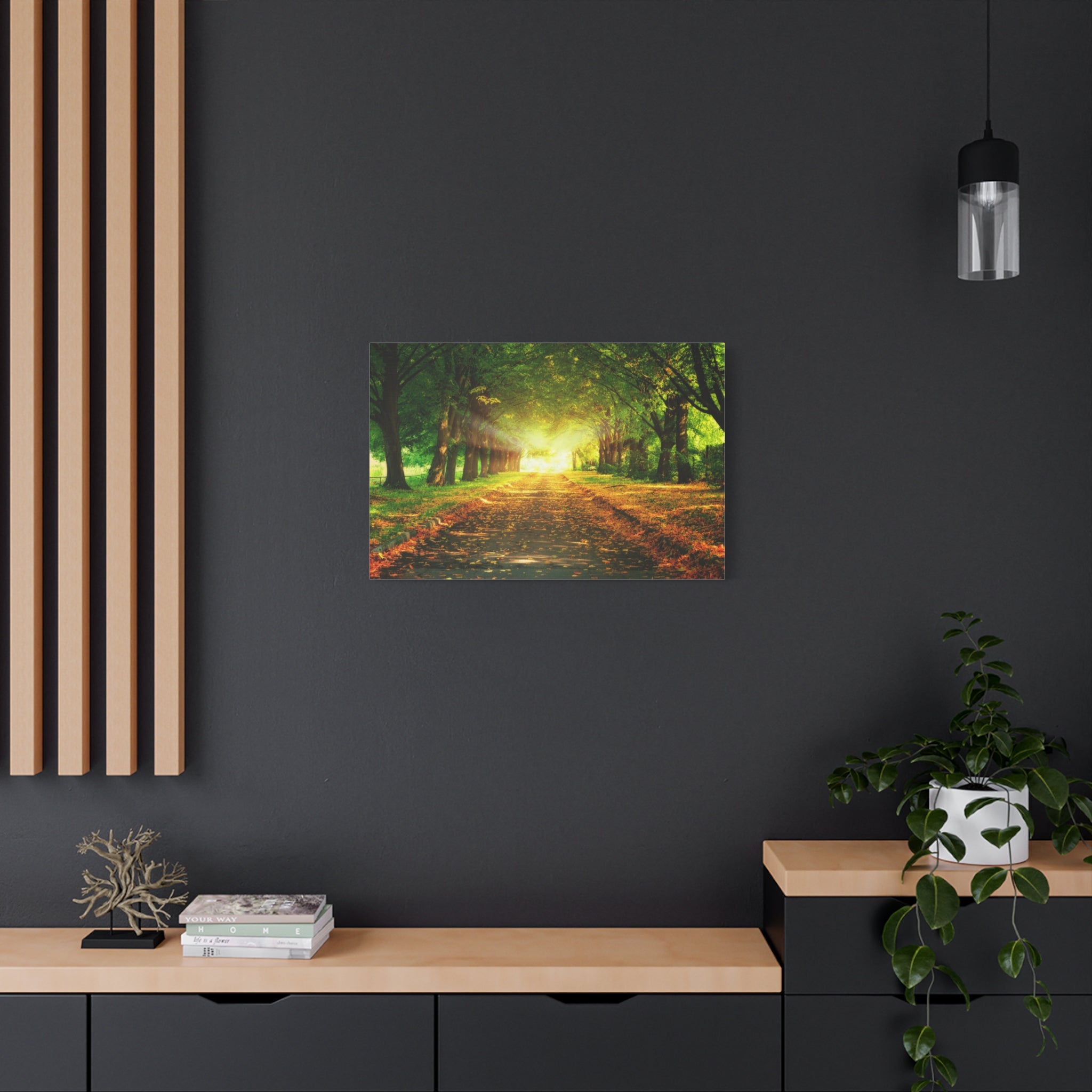 canvas-print-sunset-landscape-wall-art-nature-decor-fall-trees-living-room-decor-road-leaves-autumn-decor-fall-canvas