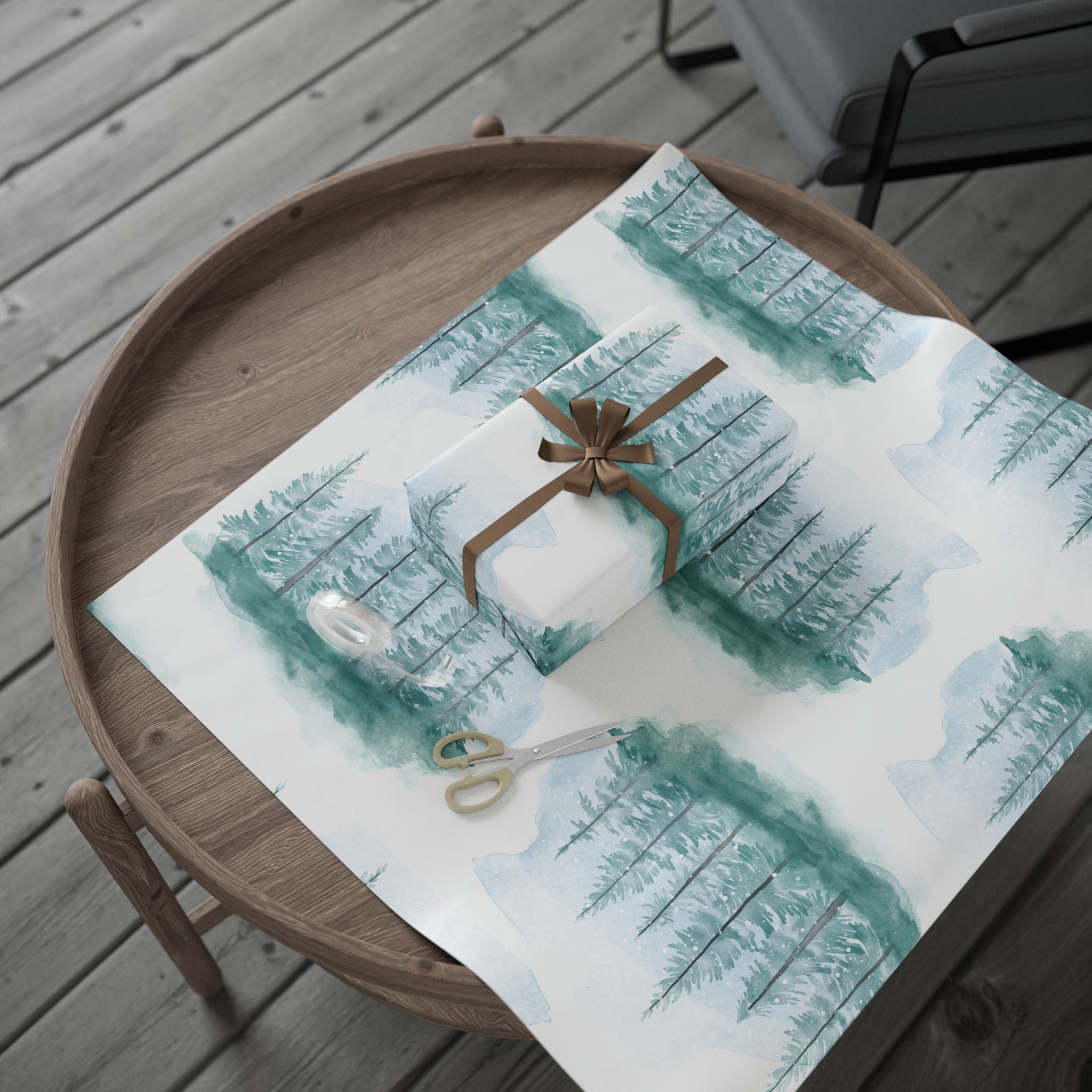 forest-pine-wrapping-paper-winter-holiday-gift-wrap-green-christmas-paper-festive-xmas-present-packaging-nature-theme-eco-fri