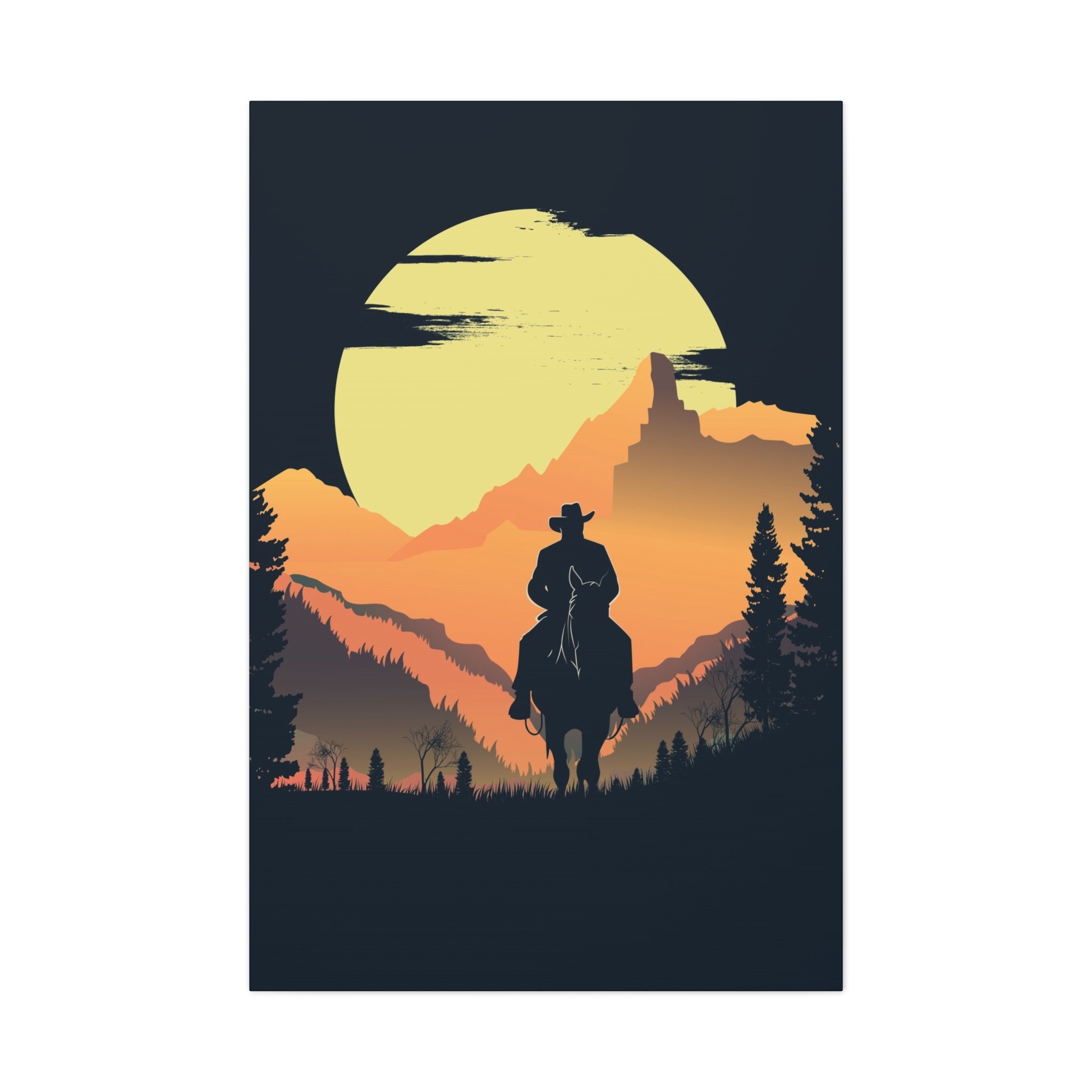 canvas-wall-art-cowboy-western-wall-decor-matte-stretched-print-rustic-southwestern-home-decoration-texas-desert-landscape