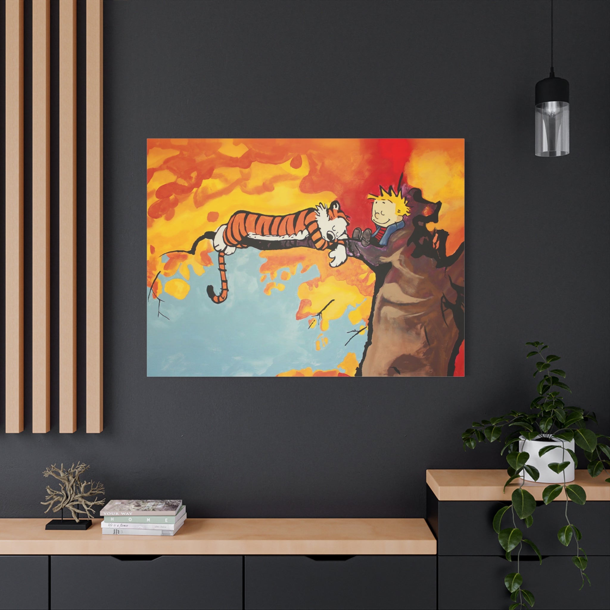 Calvin and Hobbes Canvas Wall Art - Nostalgic Comic Strip Poster for Nursery & Kids Room Decor - Friendship Theme Gift Idea