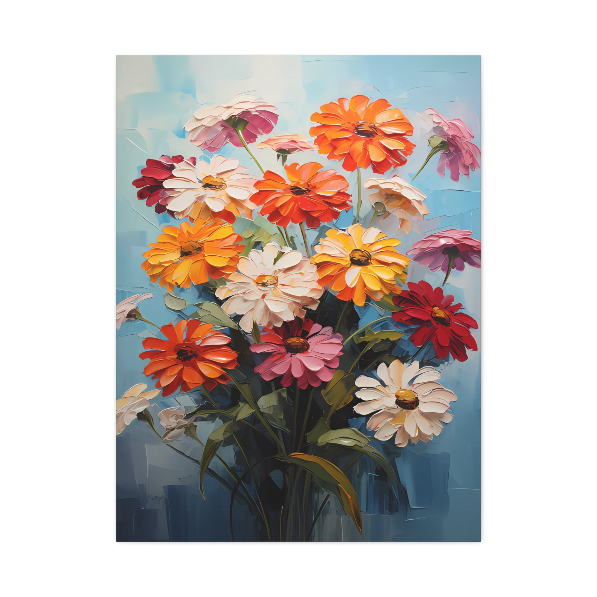 canvas-print-zinnia-flowers-impasto-matte-stretched-art-floral-wall-decor-botanical-artwork-impressionist-painting-reproducti