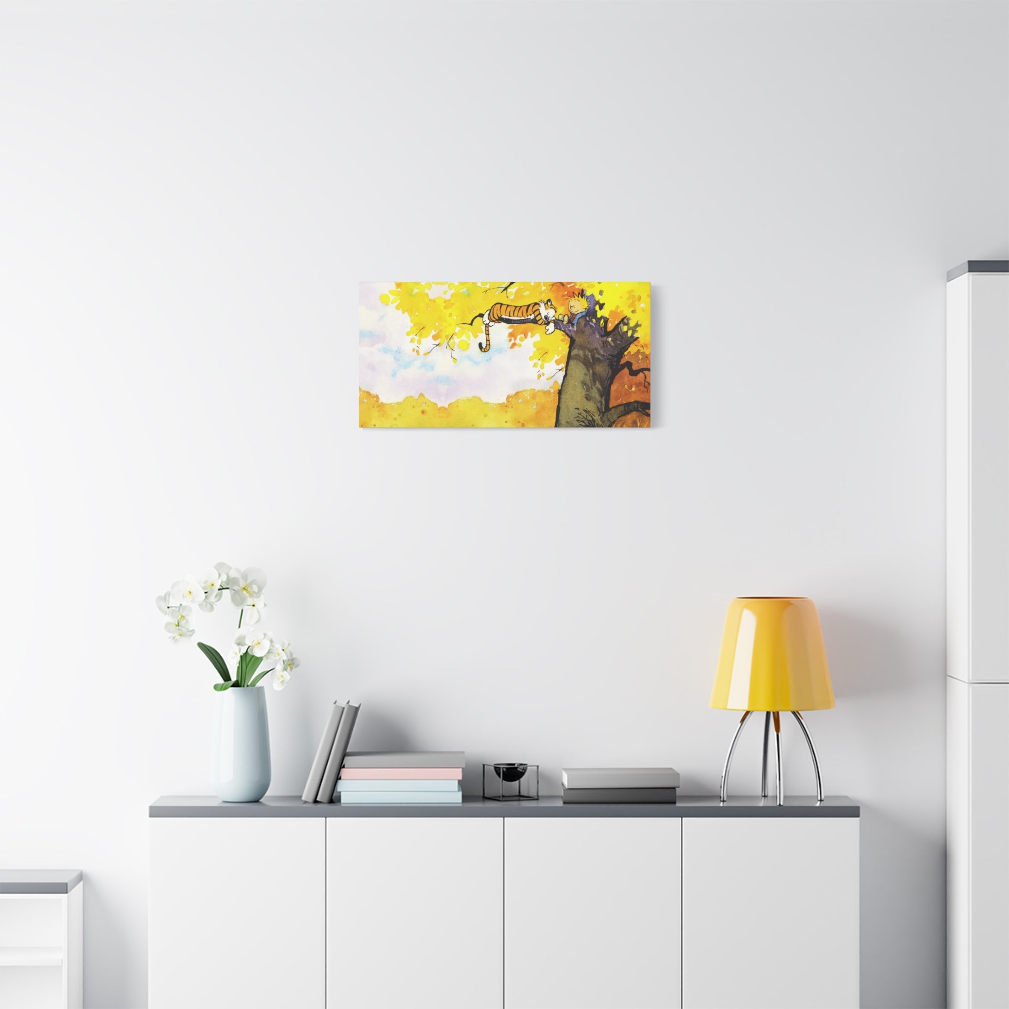 Calvin and Hobbes Canvas Wall Art - Nostalgic Comic Strip Canvas for Kids Room & Nursery Decor - Friendship Adventure Theme Print