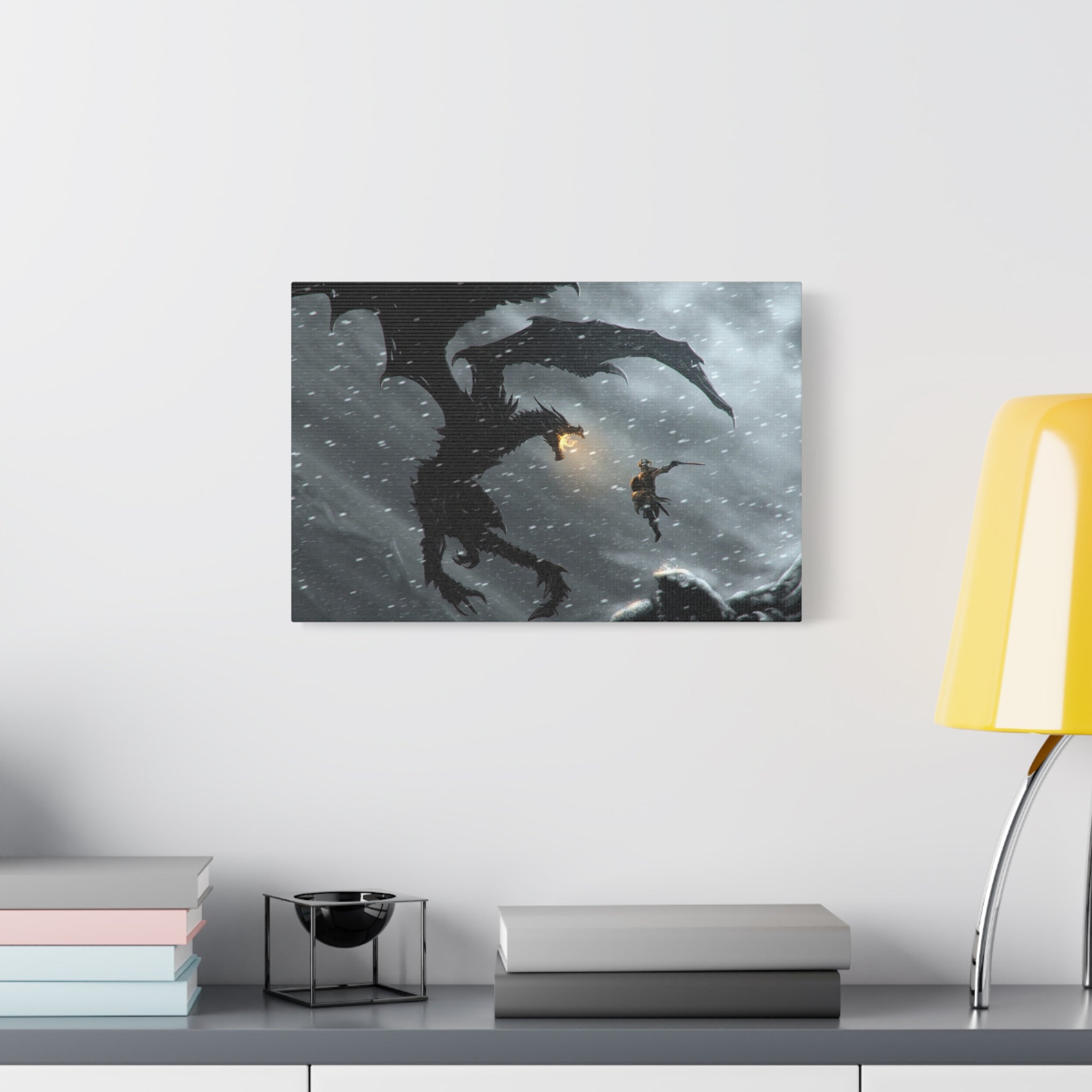 The Elder Scrolls Skyrim Canvas Wall Art - Dragon Game Canvas Print Room Decor, Viking Gaming Wall Art, Skyrim Gift