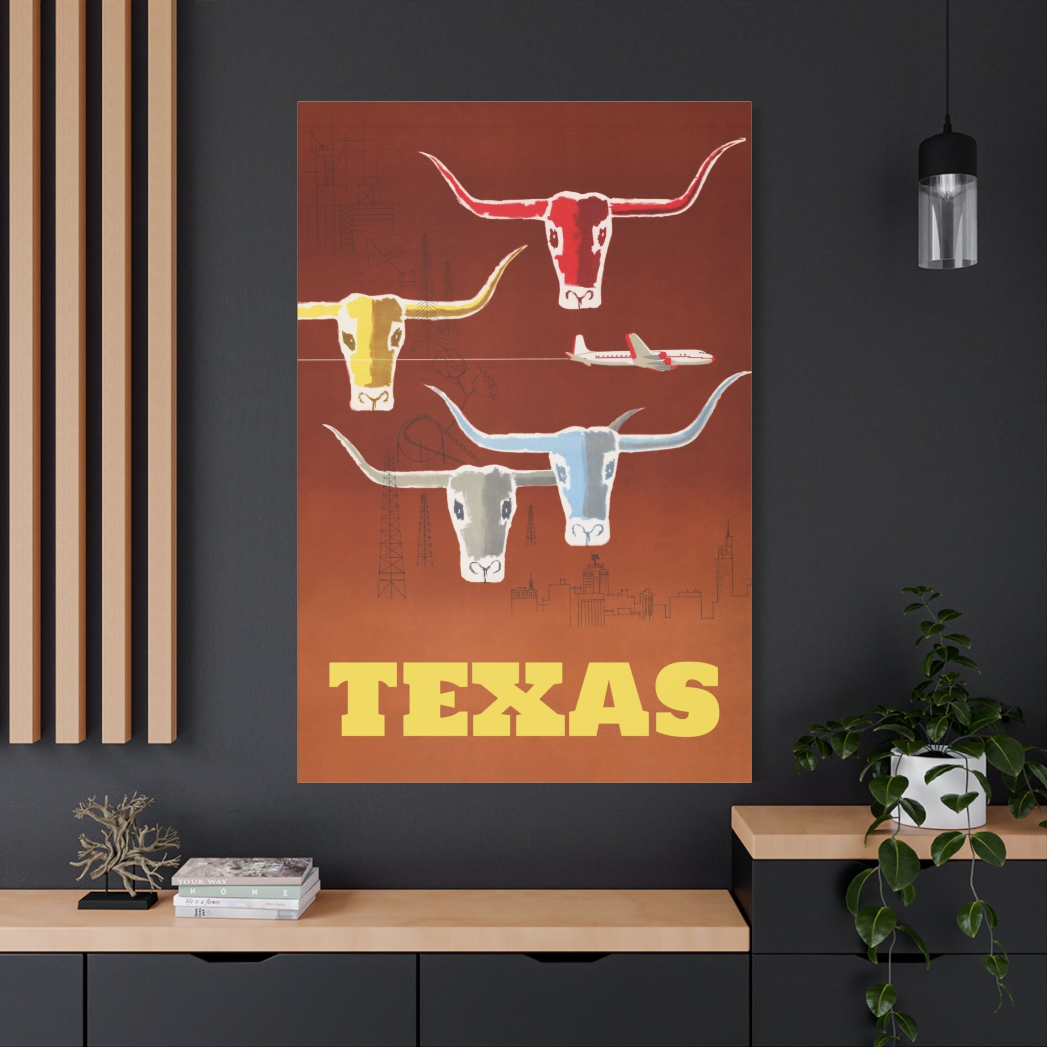 canvas-print-texas-travel-wall-art-texas-decor-longhorn-skull-matte-stretched-artwork-texas-gift-lone-star-state-souvenir