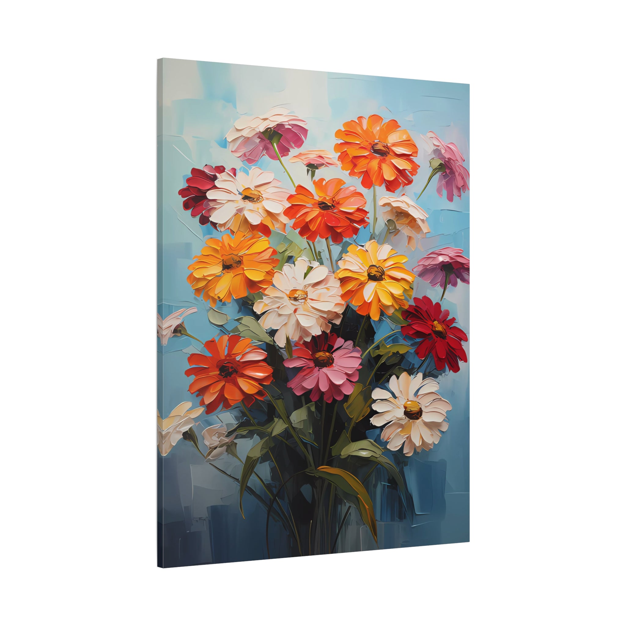 canvas-print-zinnia-flowers-impasto-matte-stretched-art-floral-wall-decor-botanical-artwork-impressionist-painting-reproducti