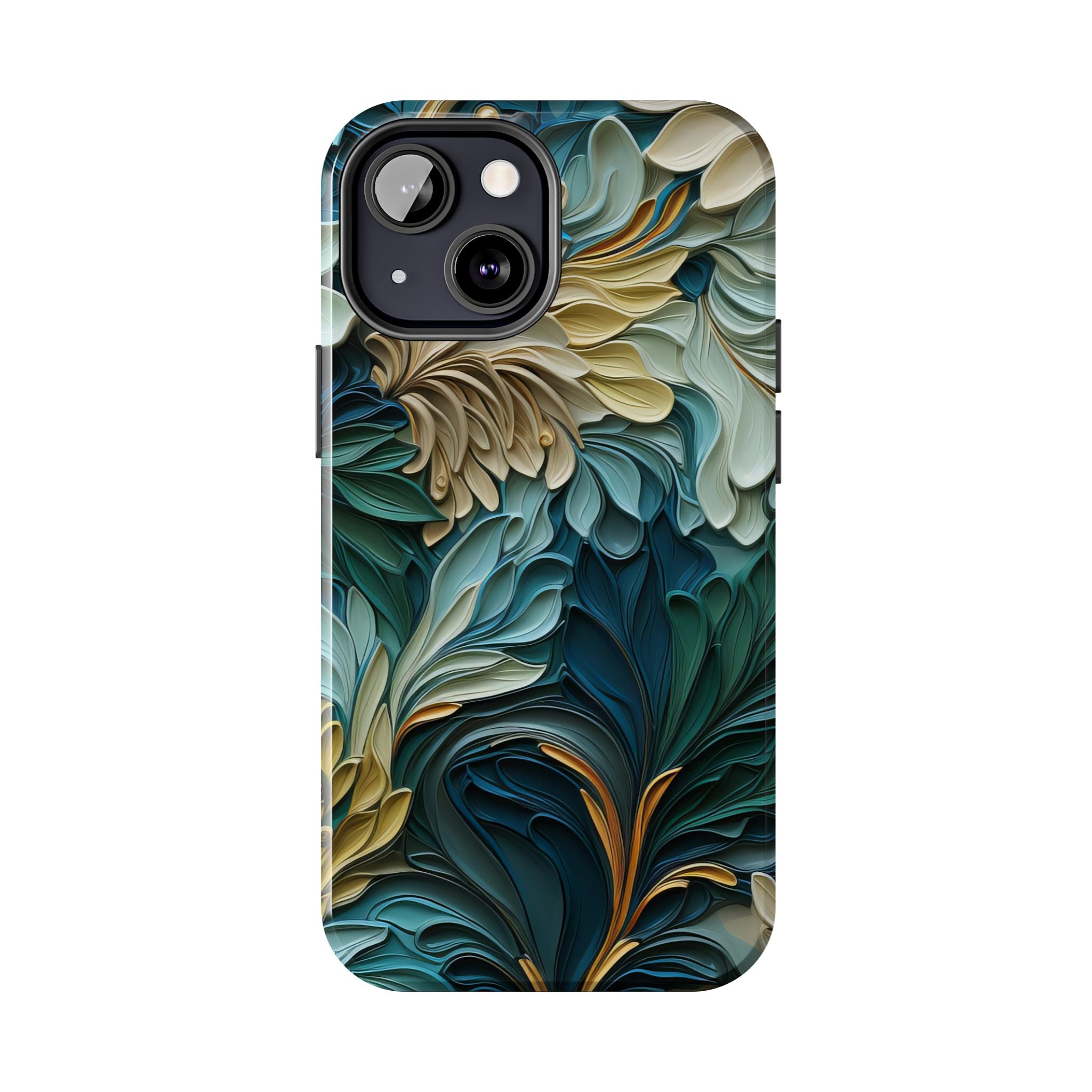 textured-art-nouveau-floral-tough-phone-case-cottagecore-iphone-case-unique-floral-phone-cover-vintage-style-iphone-case-prot