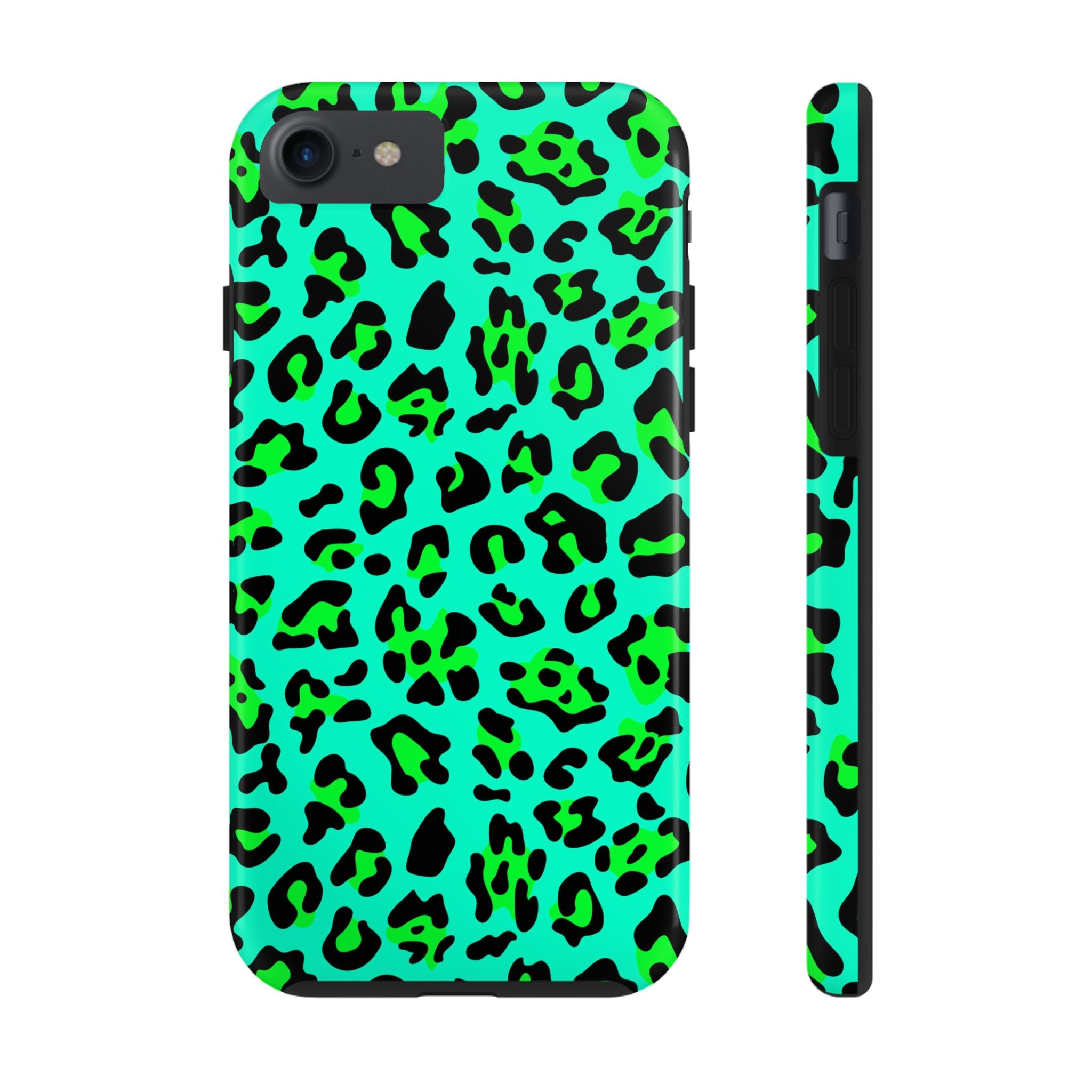 neon-green-teal-leopard-iphone-tough-case-stylish-phone-cover-protective-cellphone-case-trendy-smartphone-accessory-gift-for-