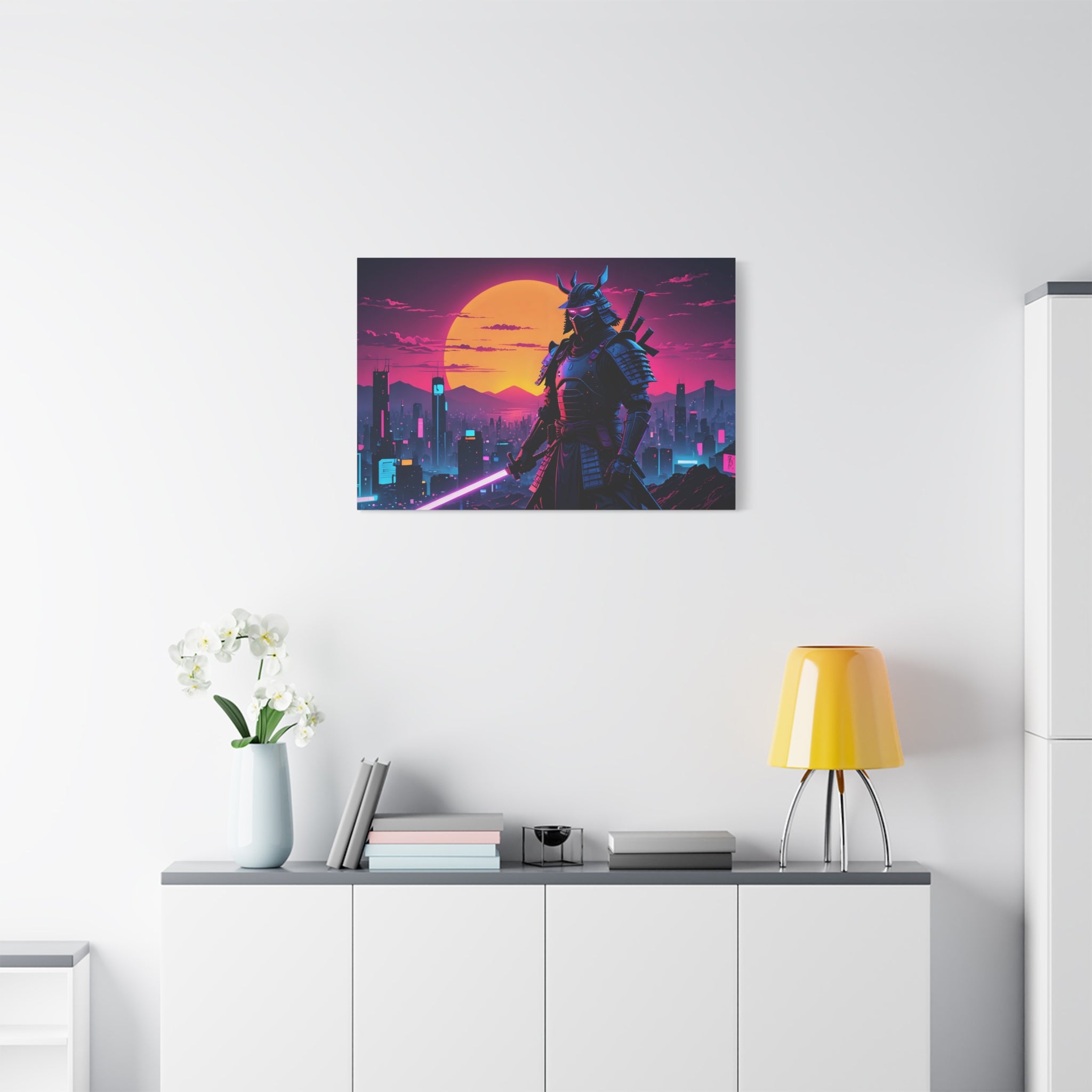canvas-print-samurai-retrowave-synthawave-wall-art-poster-gift-for-anime-fans-home-decor-japanese-art-retro-aesthetic-dorm-ro