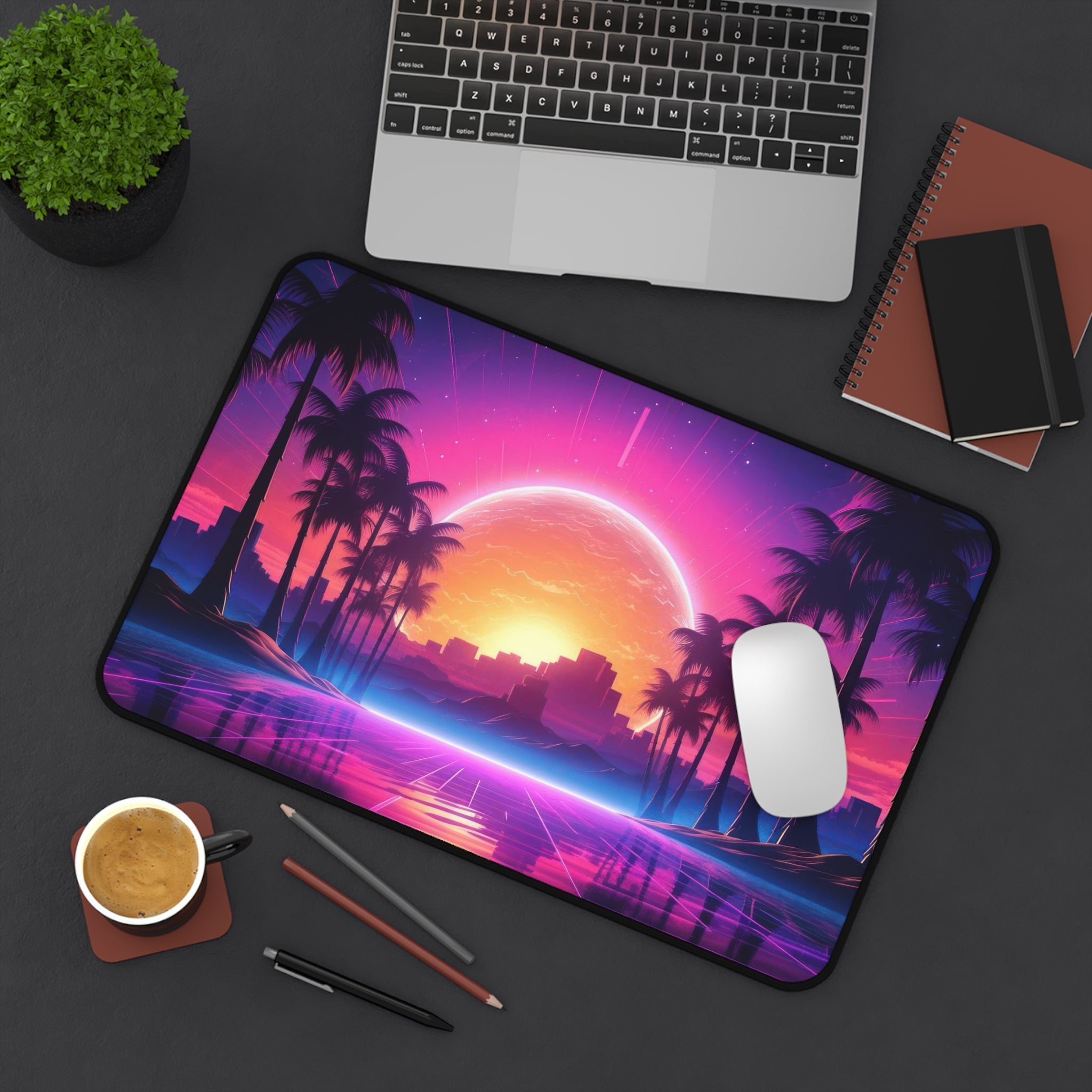 vaporwave-palm-tree-road-mouse-pad-retrowave-delorean-desk-mat-neon-synthwave-desk-pad-vaporwave-sun-and-mountains-vaporwave-
