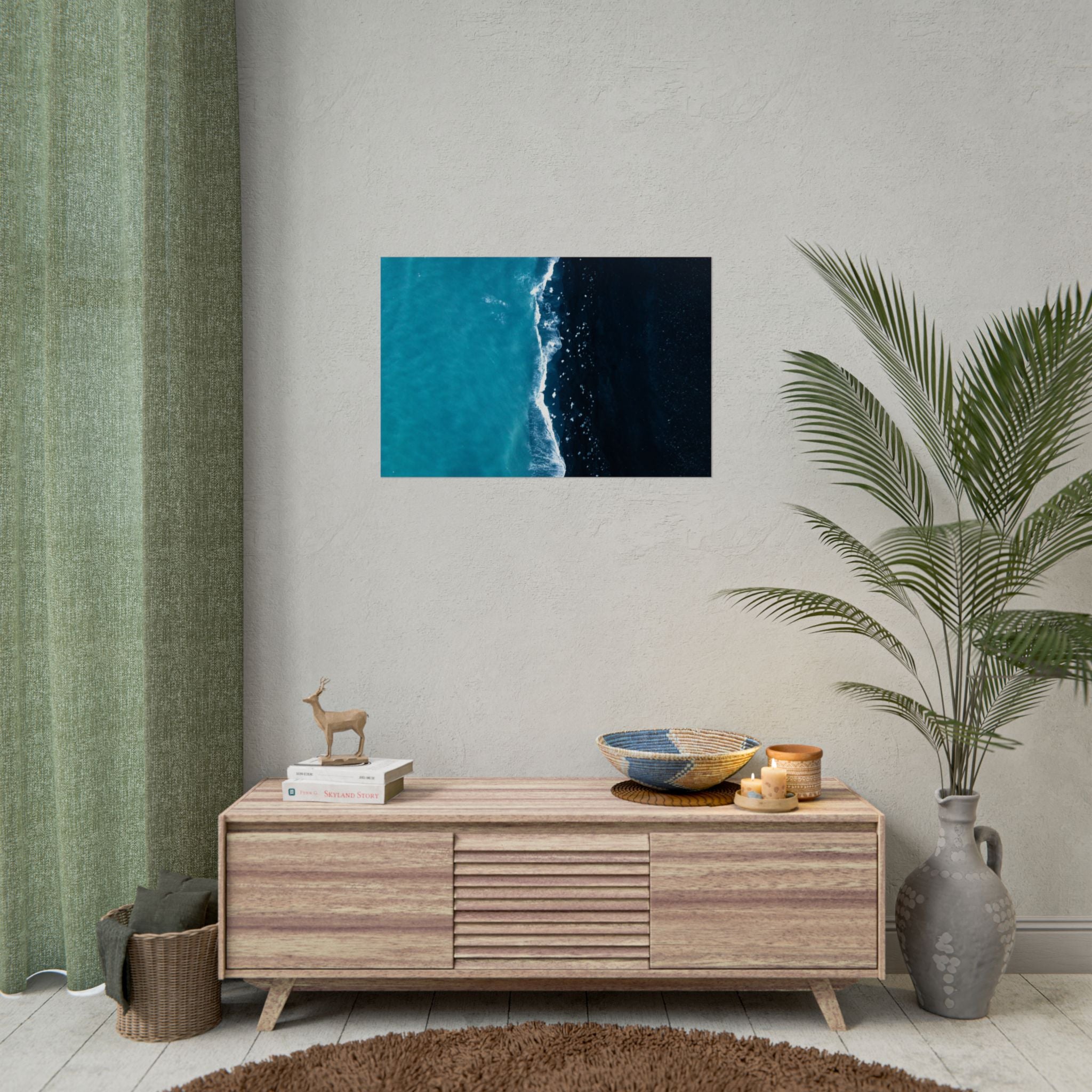 ocean-minimalist-decor-poster-print-beach-wall-art-coastal-photography-blue-ocean-print-sand-landscape-home-office-decoration