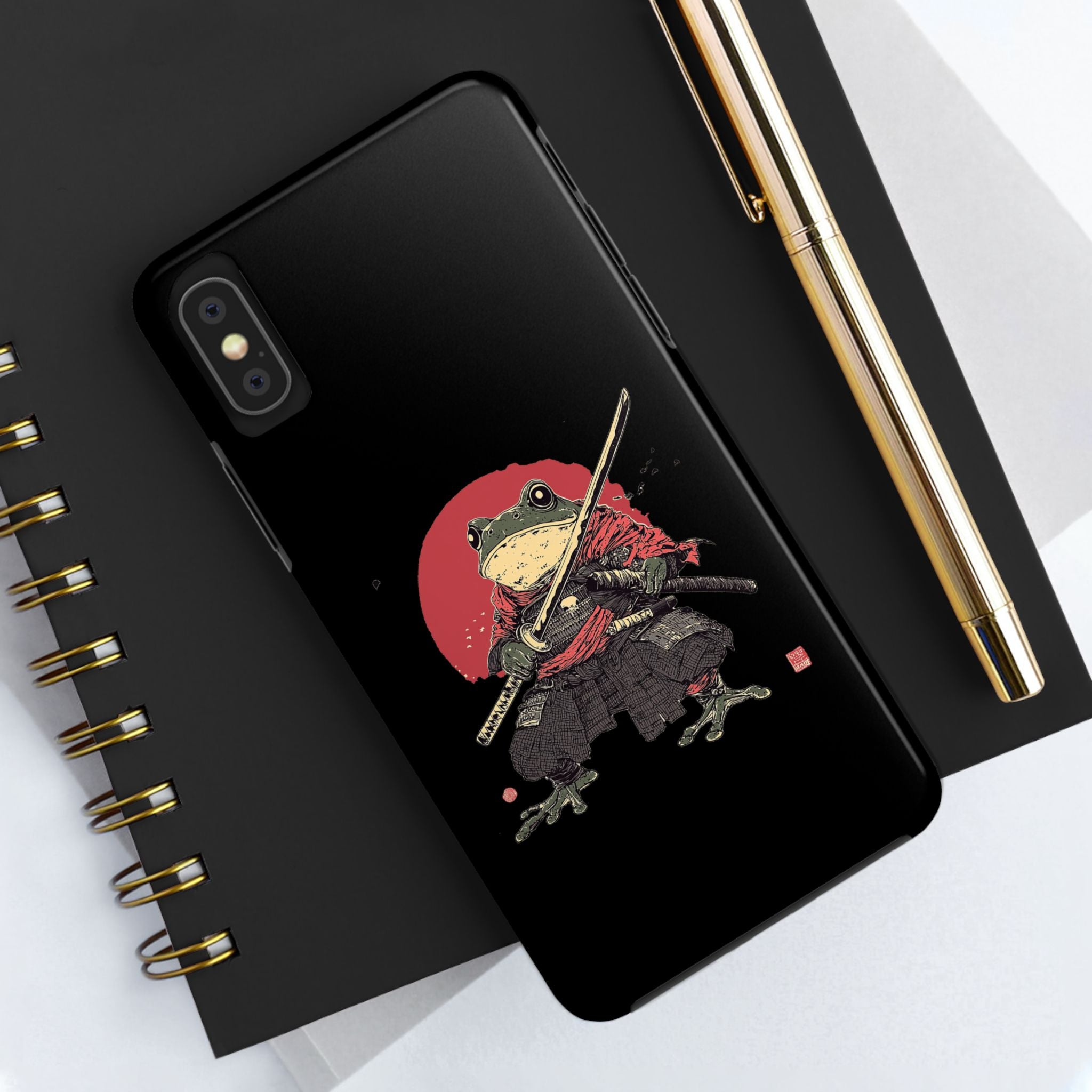 retro-vintage-ninja-frog-iphone-tough-case-red-sun-japanese-samurai-frog-design-ninja-warrior-black-iphone-hard-cover-1