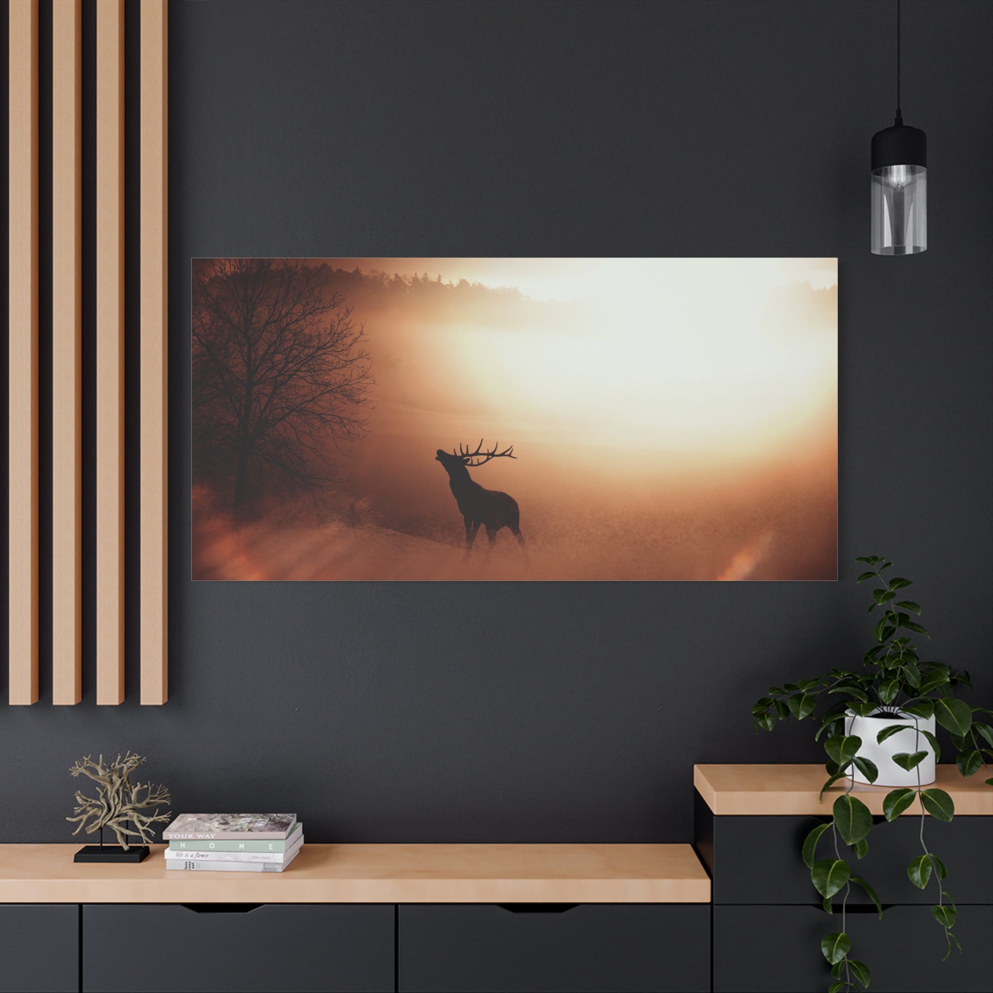 canvas-print-elk-in-forest-nature-home-decor-animal-wall-art-wildlife-decor-matte-stretched-canvas