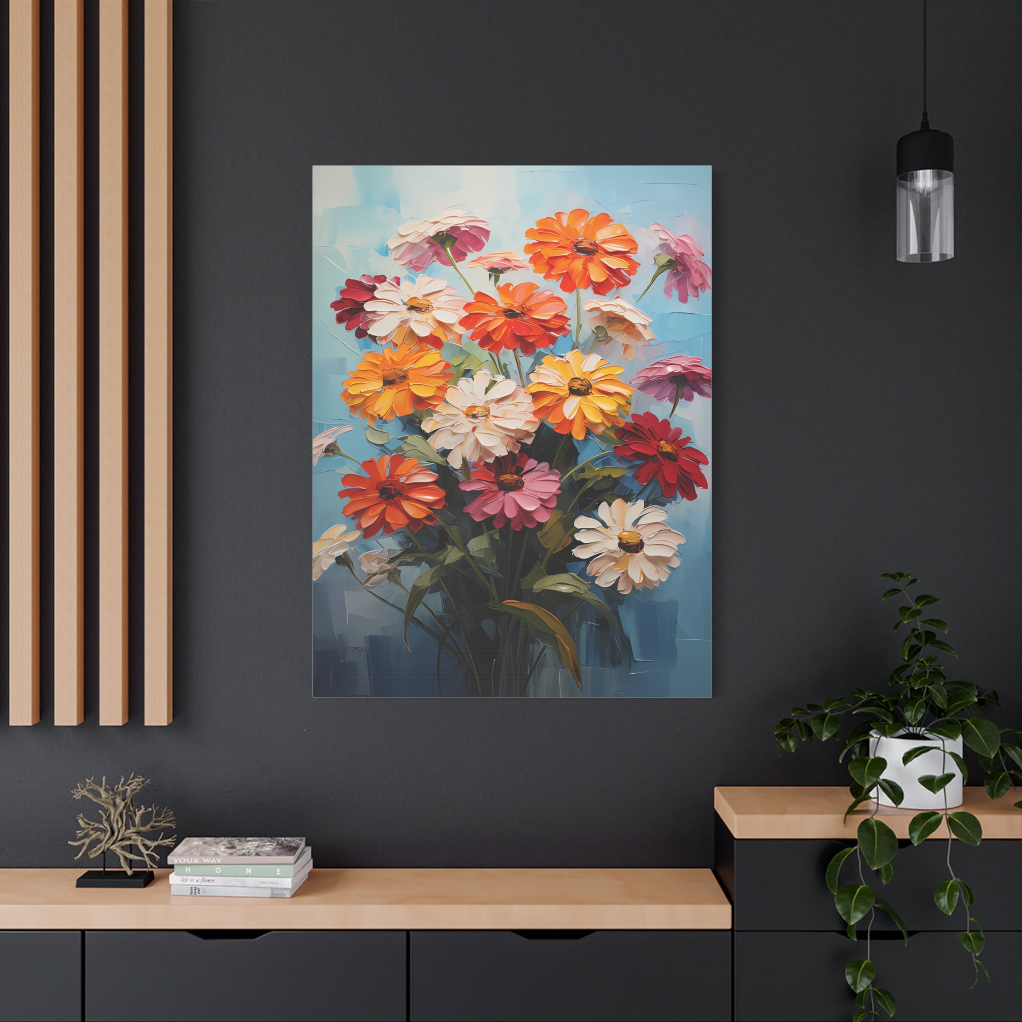 canvas-print-zinnia-flowers-impasto-matte-stretched-art-floral-wall-decor-botanical-artwork-impressionist-painting-reproducti