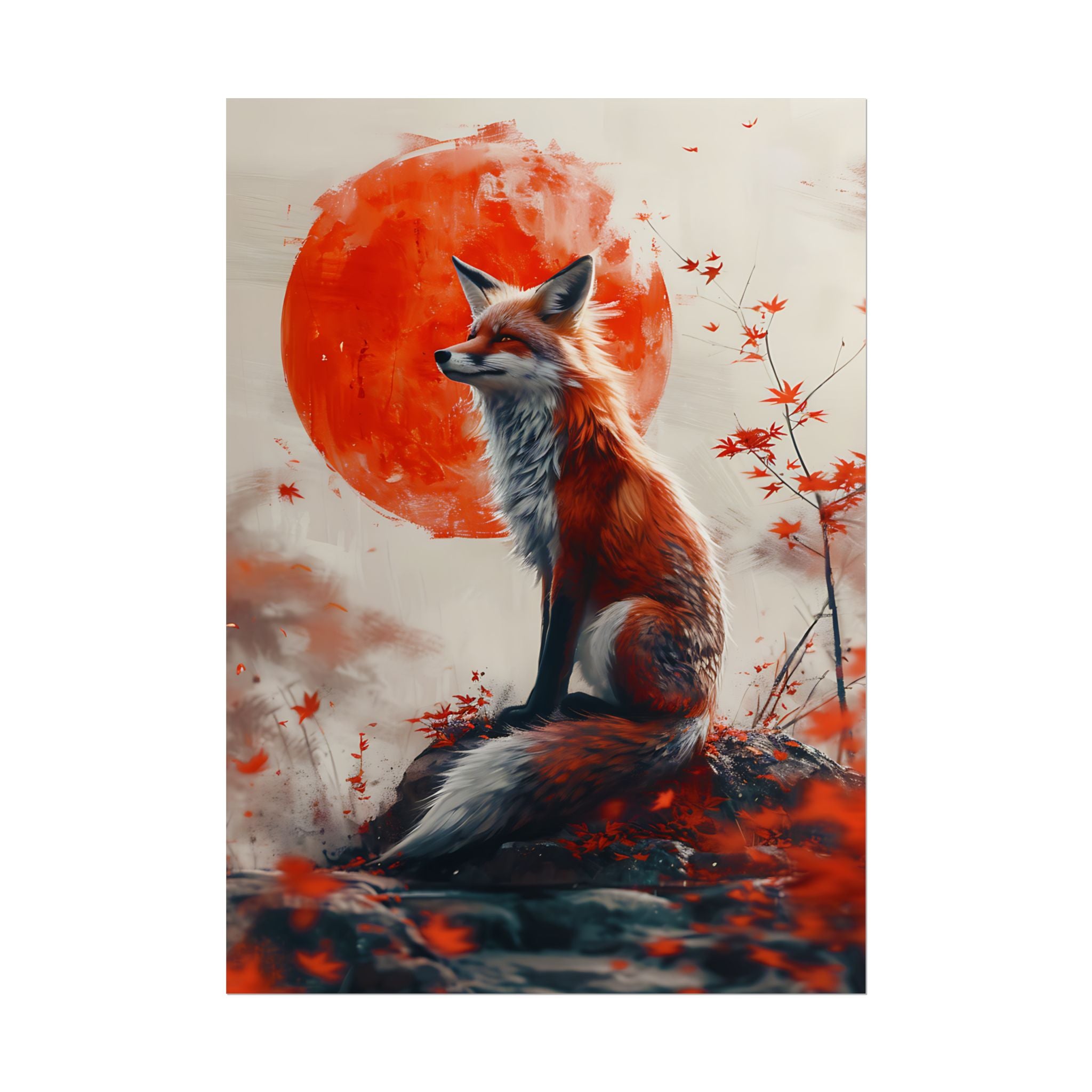 red-fox-poster-print-fantasy-decor-wildlife-wall-art-red-sun-home-decor-animal-lover-gift-nature-print-fantasy-art-decor